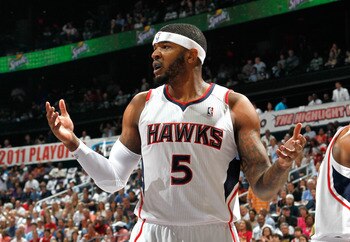 ATLANTA, GA - MAY 08:  Josh Smith #5 of the Atlanta Hawks against the Chicago Bulls in Game Four of the Eastern Conference Semifinals in the 2011 NBA Playoffs at Phillips Arena on May 8, 2011 in Atlanta, Georgia.  NOTE TO USER: User expressly acknowledges