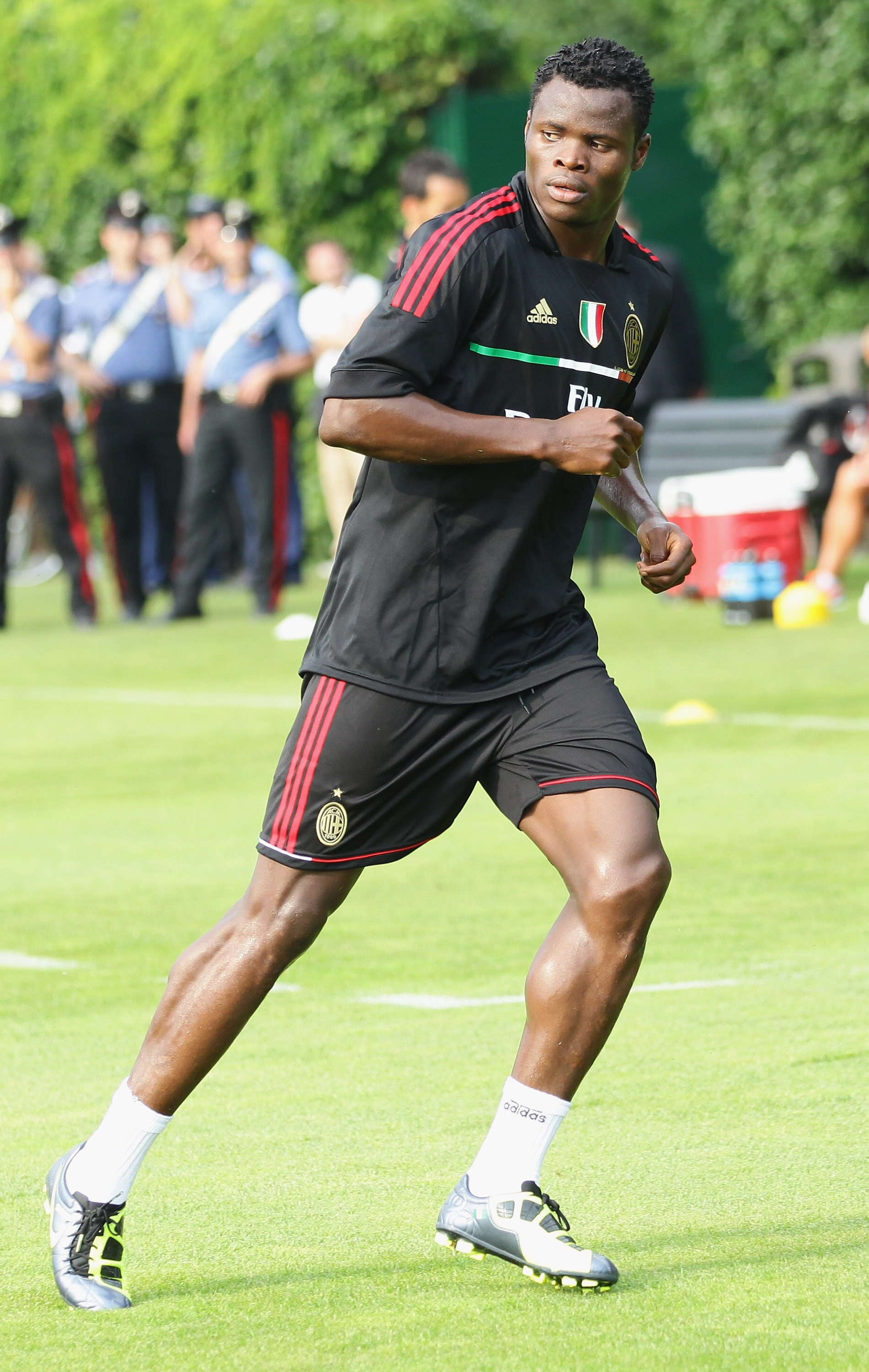 SOLBIATE ARNO, ITALY - JULY 12:  AC Milan defender Taye Taiwo in action during a training session at Milanello on July 12, 2011 in Solbiate Arno, Italy.  (Photo by Vittorio Zunino Celotto/Getty Images)