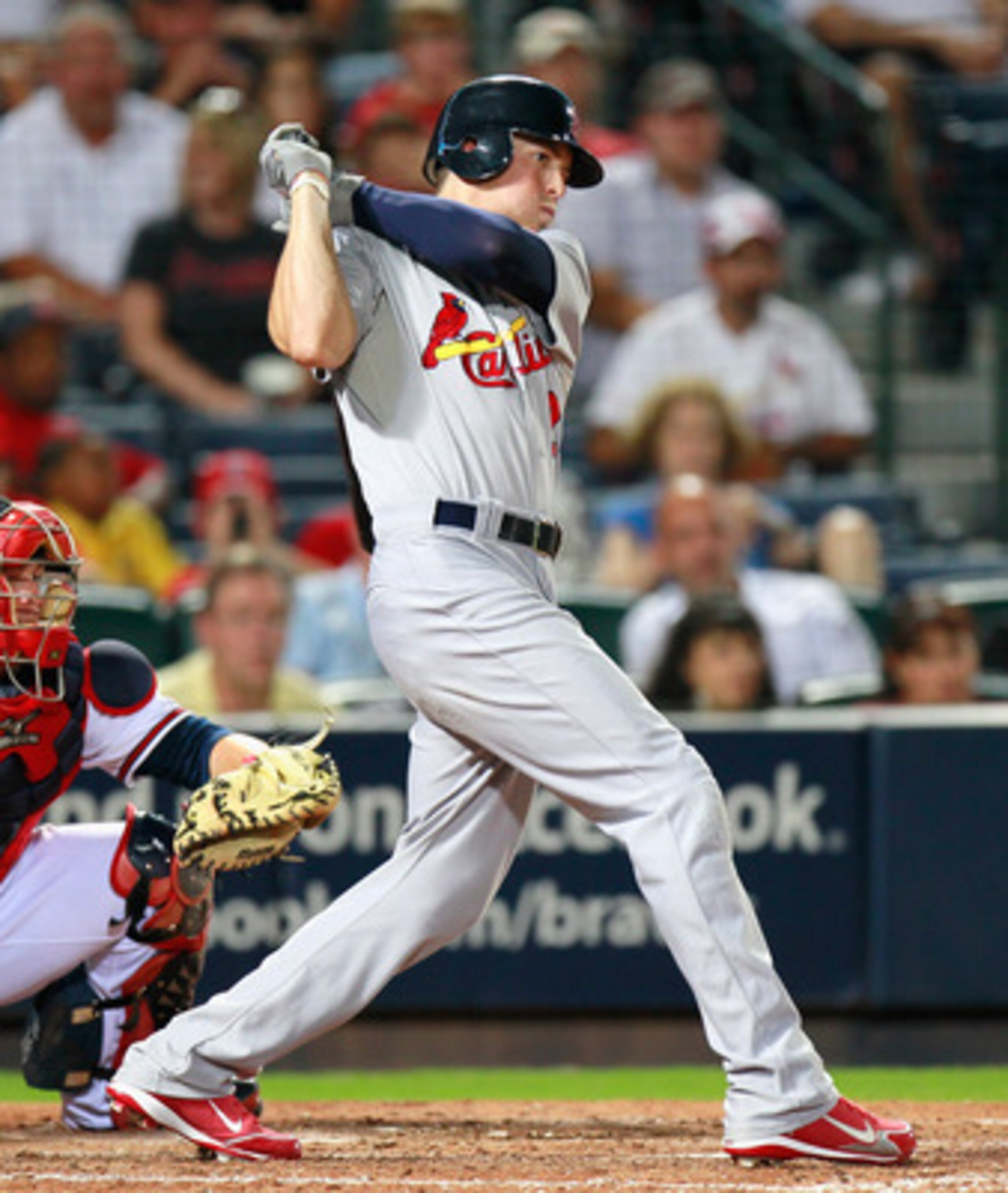ATLANTA - SEPTEMBER 09:  Colby Rasmus #28 of the St. Louis Cardinals against the Atlanta Braves at Turner Field on September 9, 2010 in Atlanta, Georgia.  (Photo by Kevin C. Cox/Getty Images)