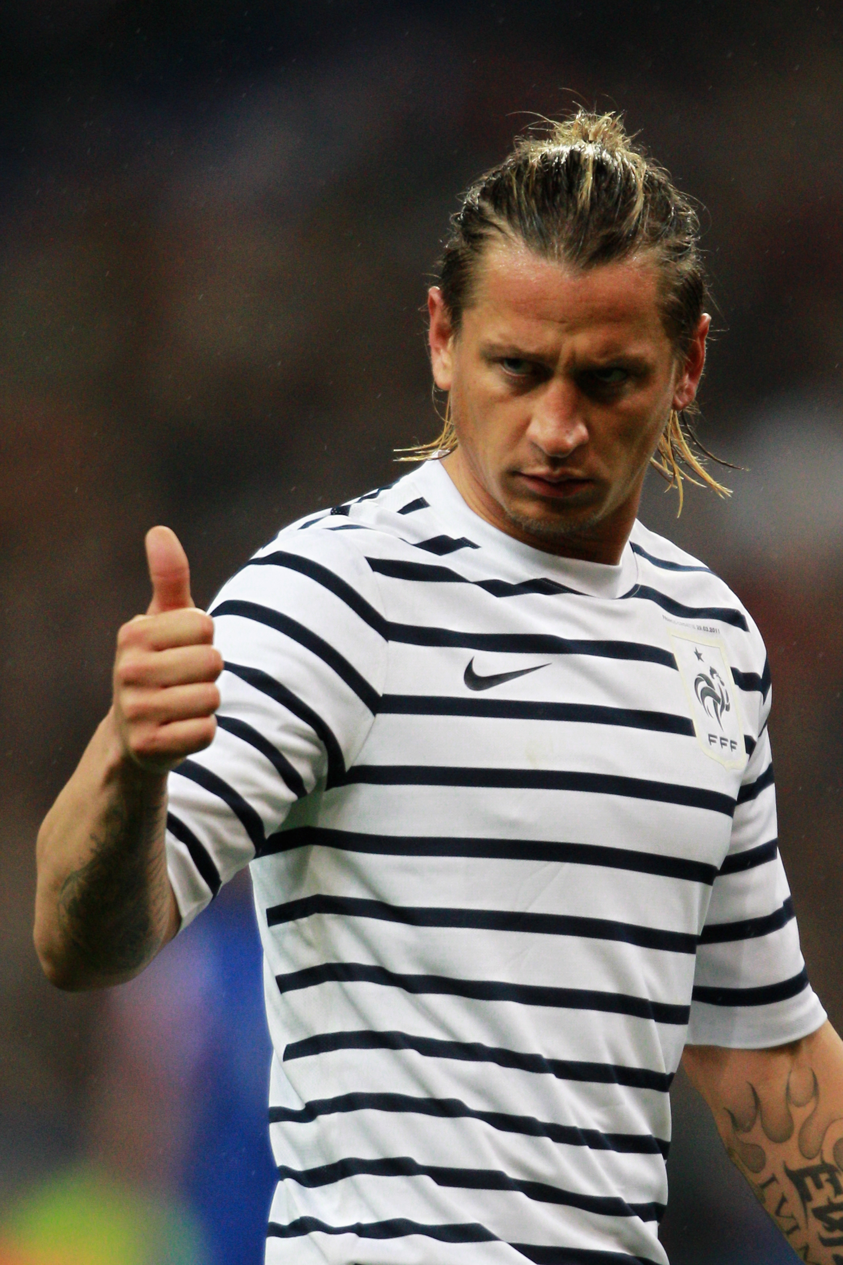 PARIS, FRANCE - MARCH 29: Philippe Mexes of France signals to a team mate during the International friendly match between France and Croatia at Stade de France on March 29, 2011 in Paris, France.  (Photo by Dean Mouhtaropoulos/Getty Images)