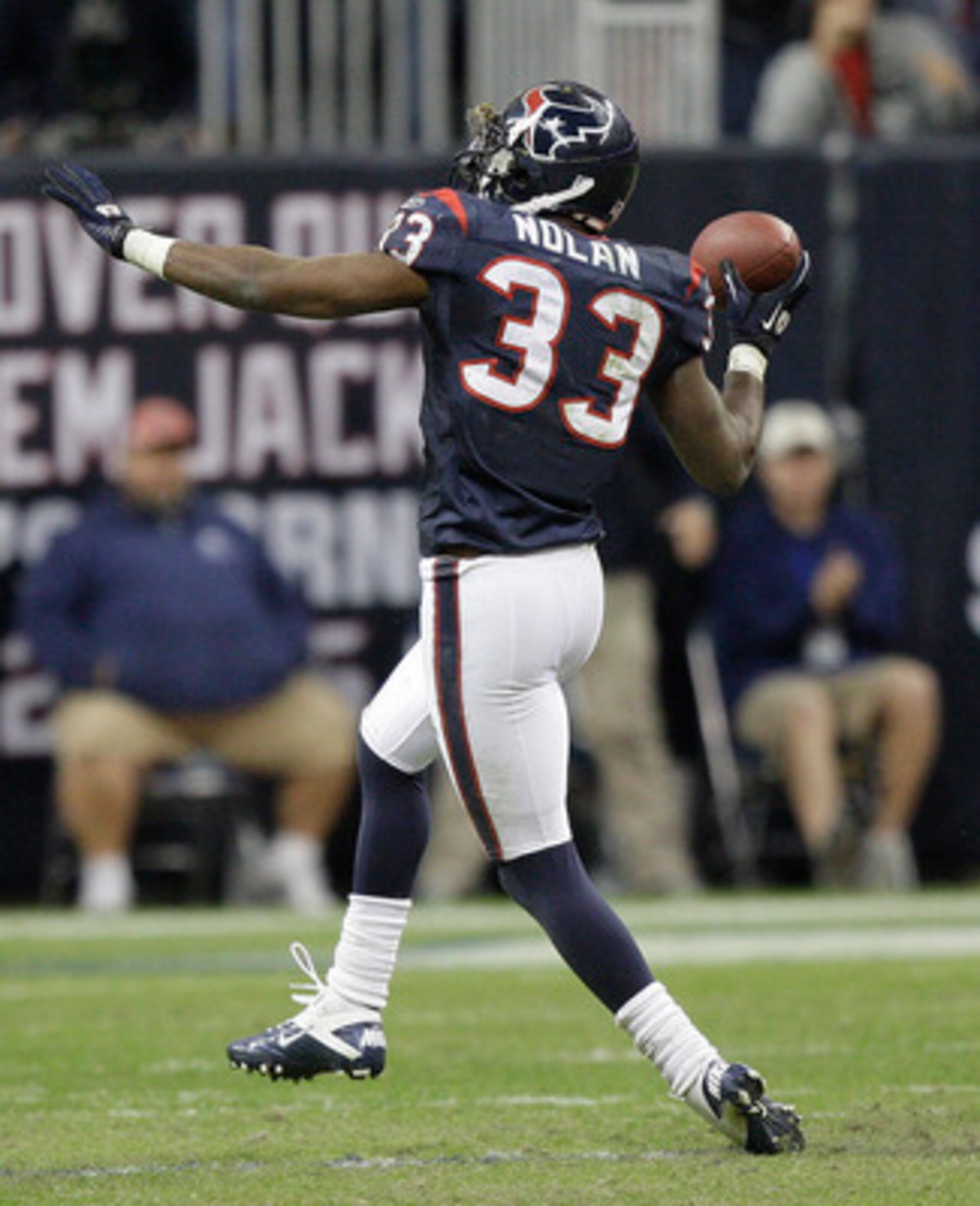 HOUSTON - JANUARY 02: Troy Nolan #33 of the Houston Texans celebrates after recovering a Jacksonville Jaguars' fumble in the fourth quarter at Reliant Stadium on January 2, 2011 in Houston, Texas. (Photo by Bob Levey/Getty Images) HOUSTON - JANUARY 02: Troy Nolan #33 of the Houston Texans celebrates after recovering a Jacksonville Jaguars' fumble in the fourth quarter at Reliant Stadium on January 2, 2011 in Houston, Texas. (Photo by Bob Levey/Getty Images)