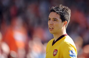 BLACKPOOL, ENGLAND - APRIL 10: Samir Nasri of Arsenal looks on during the Barclays Premier League match between Blackpool and Arsenal at Bloomfield Road on April 10, 2011 in Blackpool, England.  (Photo by Chris Brunskill/Getty Images)
