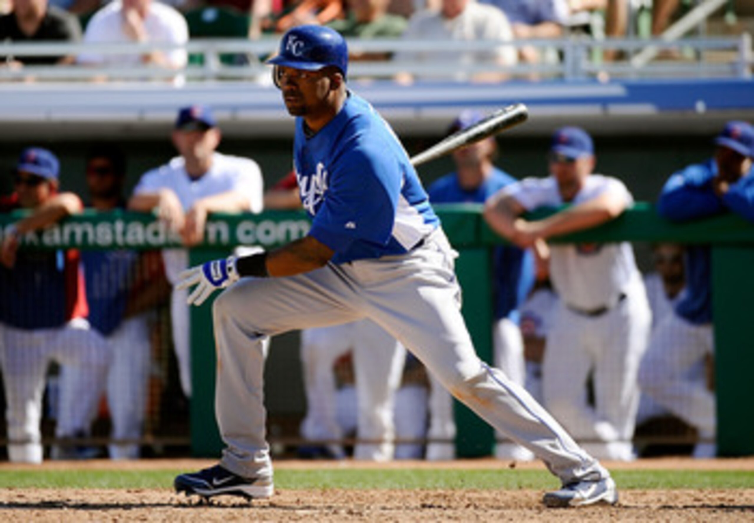 MESA, AZ - MARCH 09:  Wilson Betemit #24 of the Kansas City Royals at bat against the Chicago Cubs during the spring training baseball game at HoHoKam Stadium on March 9, 2011 in Mesa, Arizona.  (Photo by Kevork Djansezian/Getty Images)