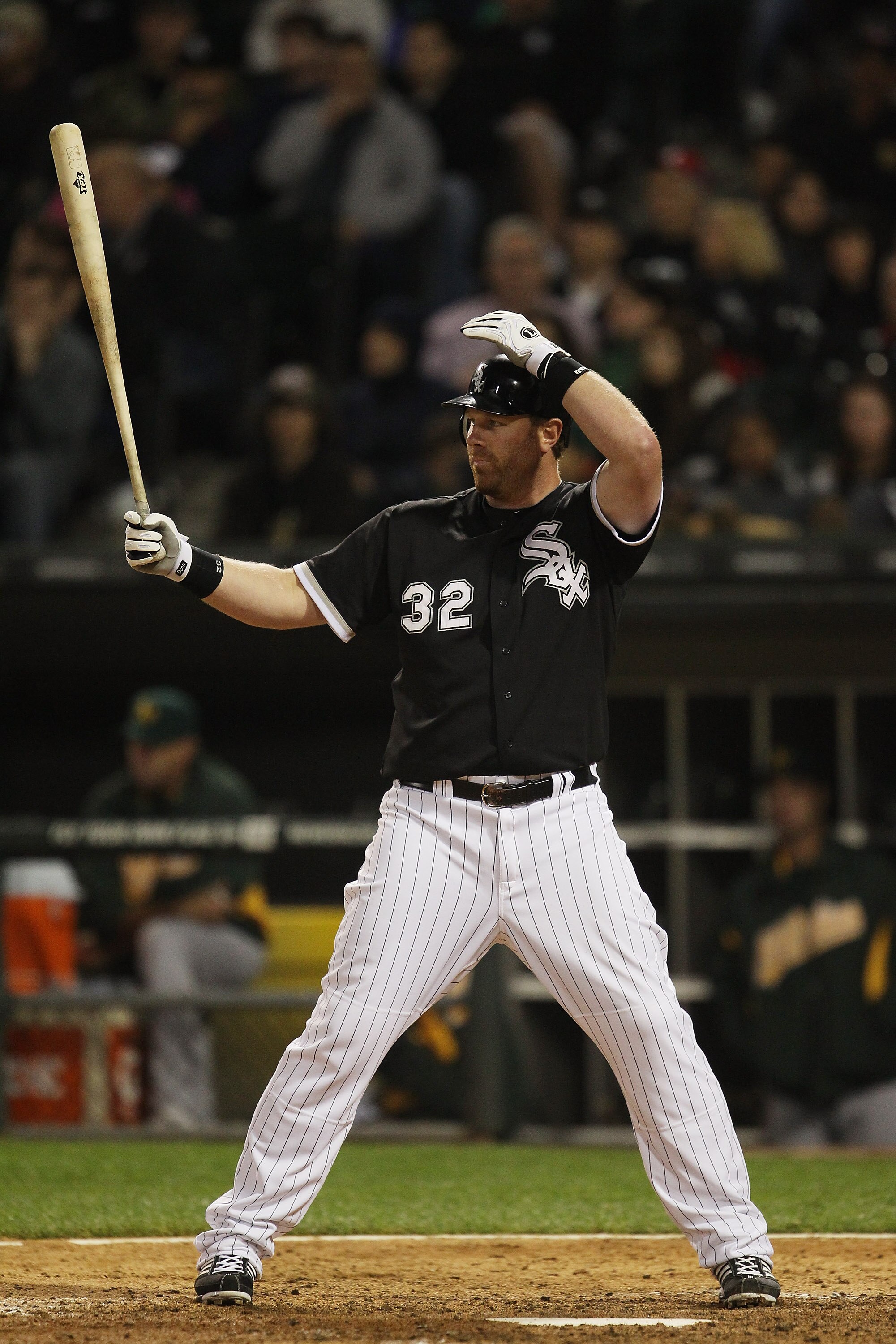 CHICAGO, IL - JUNE 10:  Adam Dunn #32 of the Chicago White Sox prepares to bat against the Oakland Athletics at U.S. Cellular Field on June 10, 2011 in Chicago, Illinois. The Athletics defeated the White Sox 7-5.  (Photo by Jonathan Daniel/Getty Images)