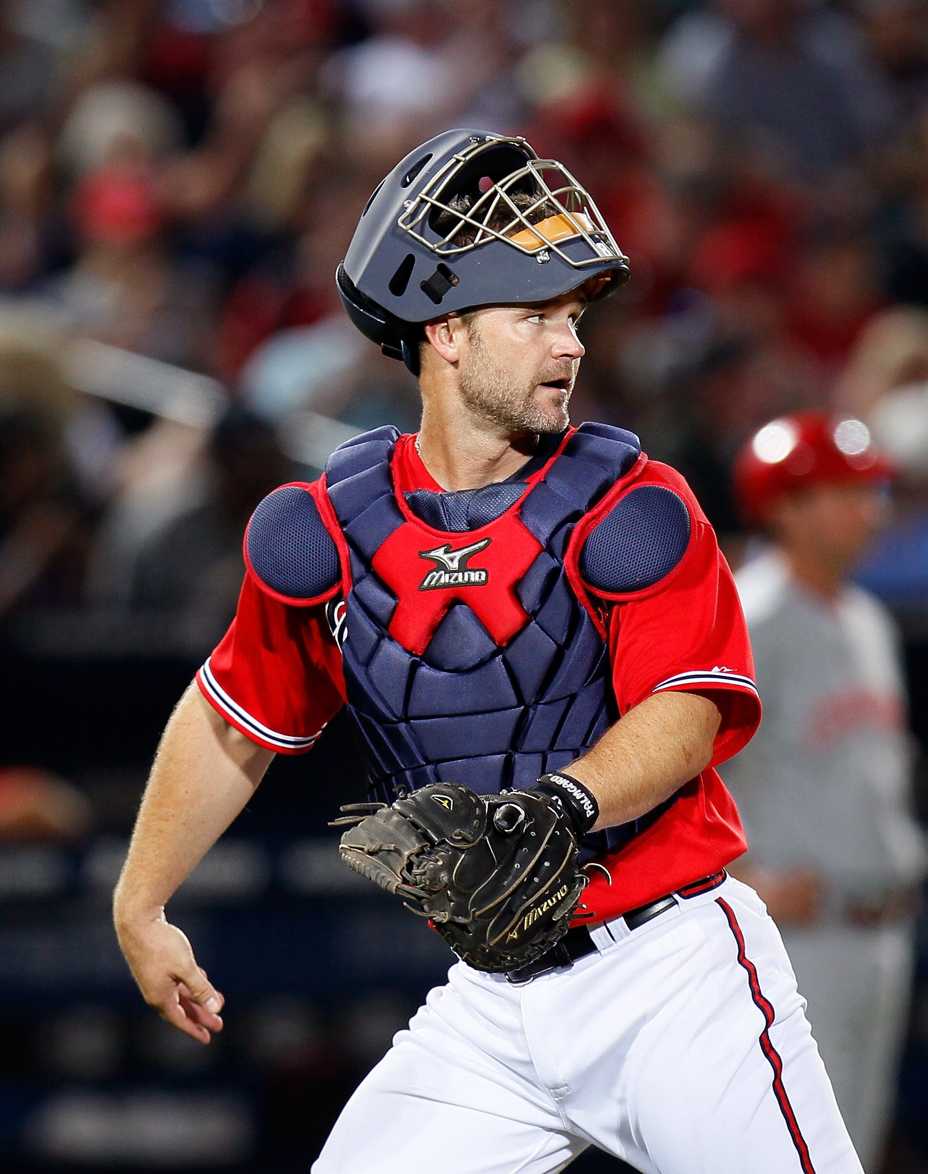 ATLANTA, GA - MAY 29:  David Ross #8 of the Atlanta Braves against the Cincinnati Reds at Turner Field on May 29, 2011 in Atlanta, Georgia.  (Photo by Kevin C. Cox/Getty Images)