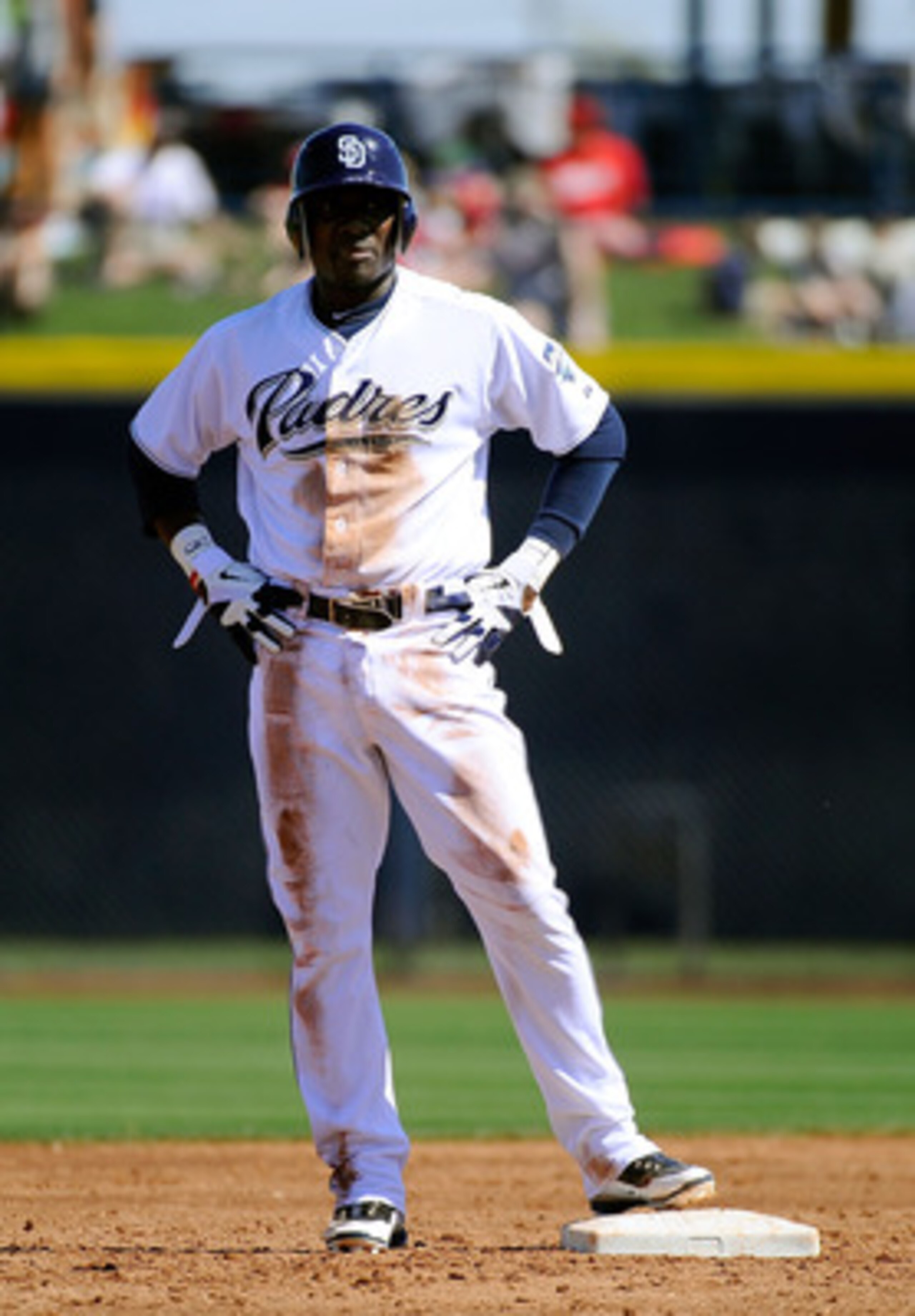 PEORIA, AZ - MARCH 13:  Orlando Hudson #1 of the San Diego Padres plays against the Cleveland Indians during the spring training baseball game at Peoria Stadium on March 13, 2011 in Peoria, Arizona.  (Photo by Kevork Djansezian/Getty Images)