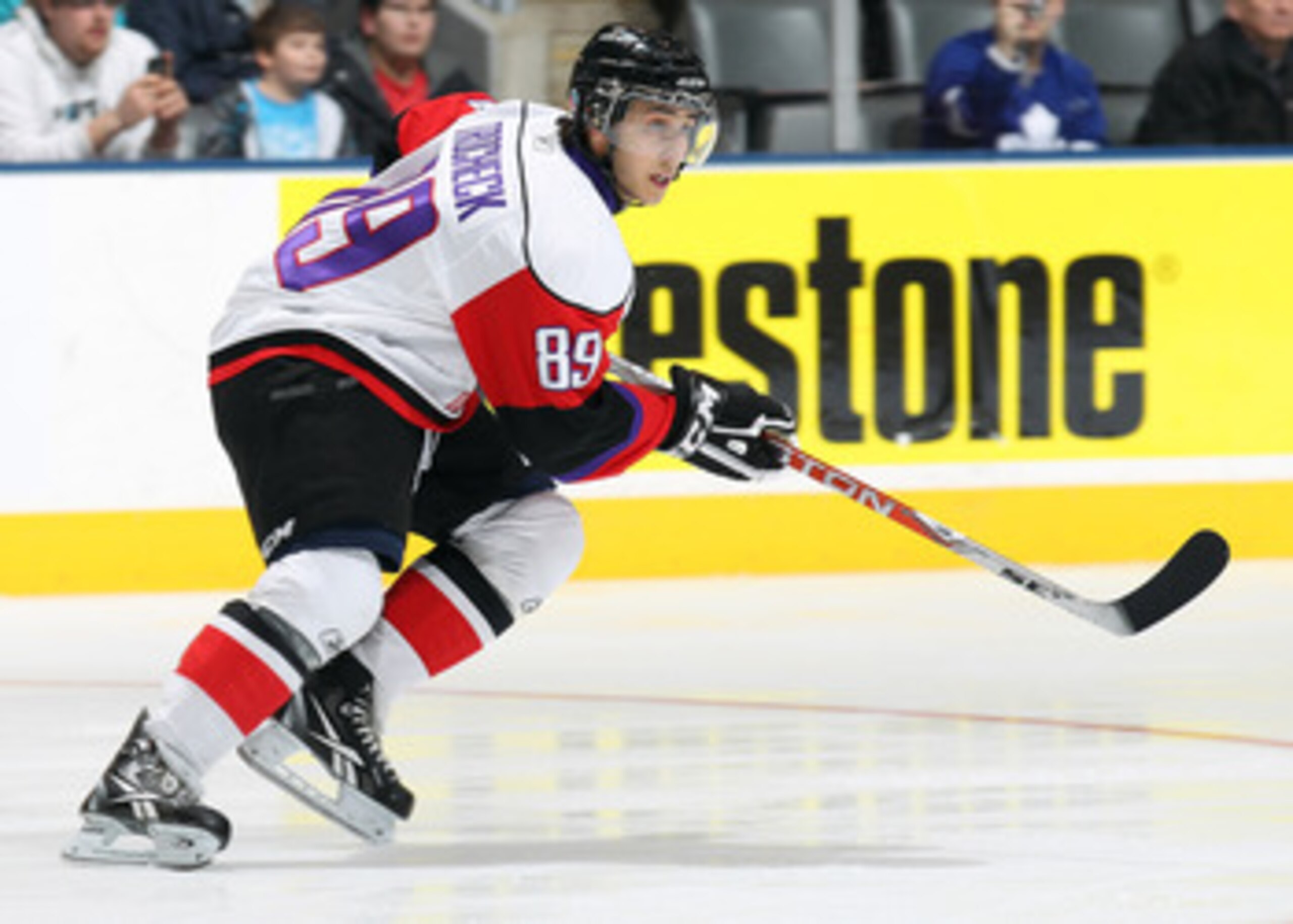 TORONTO, CAN - JANUARY 19:  Vincent Trocheck #89 of Team Orr skates against Team Cherry in the 2011 Home Hardware Top Prospects game on January 19, 2011 at the Air Canada Centre in Toronto, Canada. Team Orr defeated Team Cherry 7-1. (Photo by Claus Anders