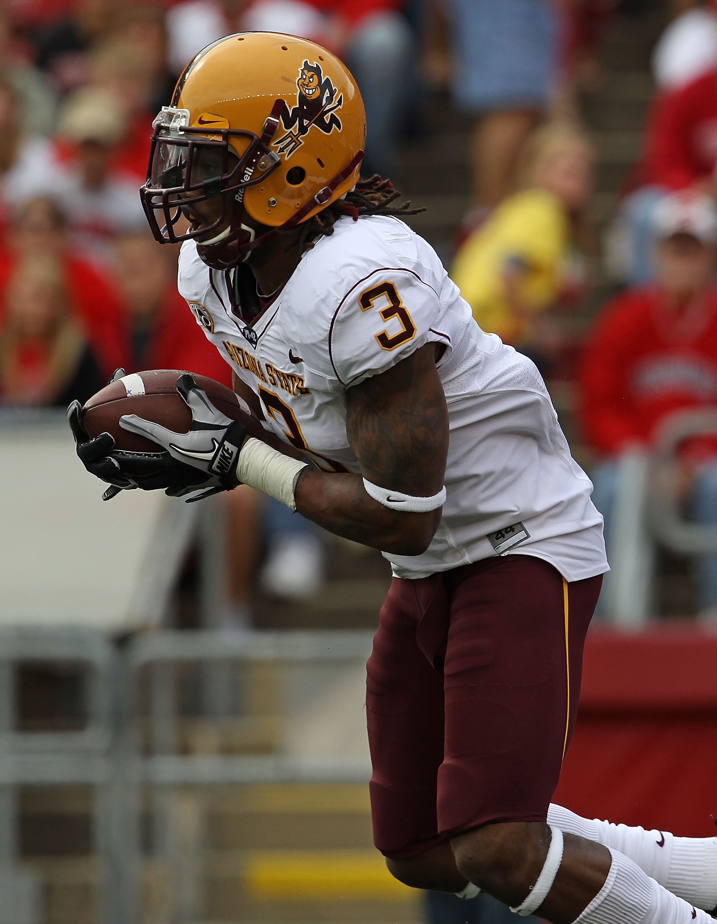 MADISON, WI - SEPTEMBER 18: Omar Bolden #3 of the Arizona State Sun Devils returns a kick-off for a touchdown against the Wisconsin Badgers at Camp Randall Stadium on September 18, 2010 in Madison, Wisconsin. (Photo by Jonathan Daniel/Getty Images)