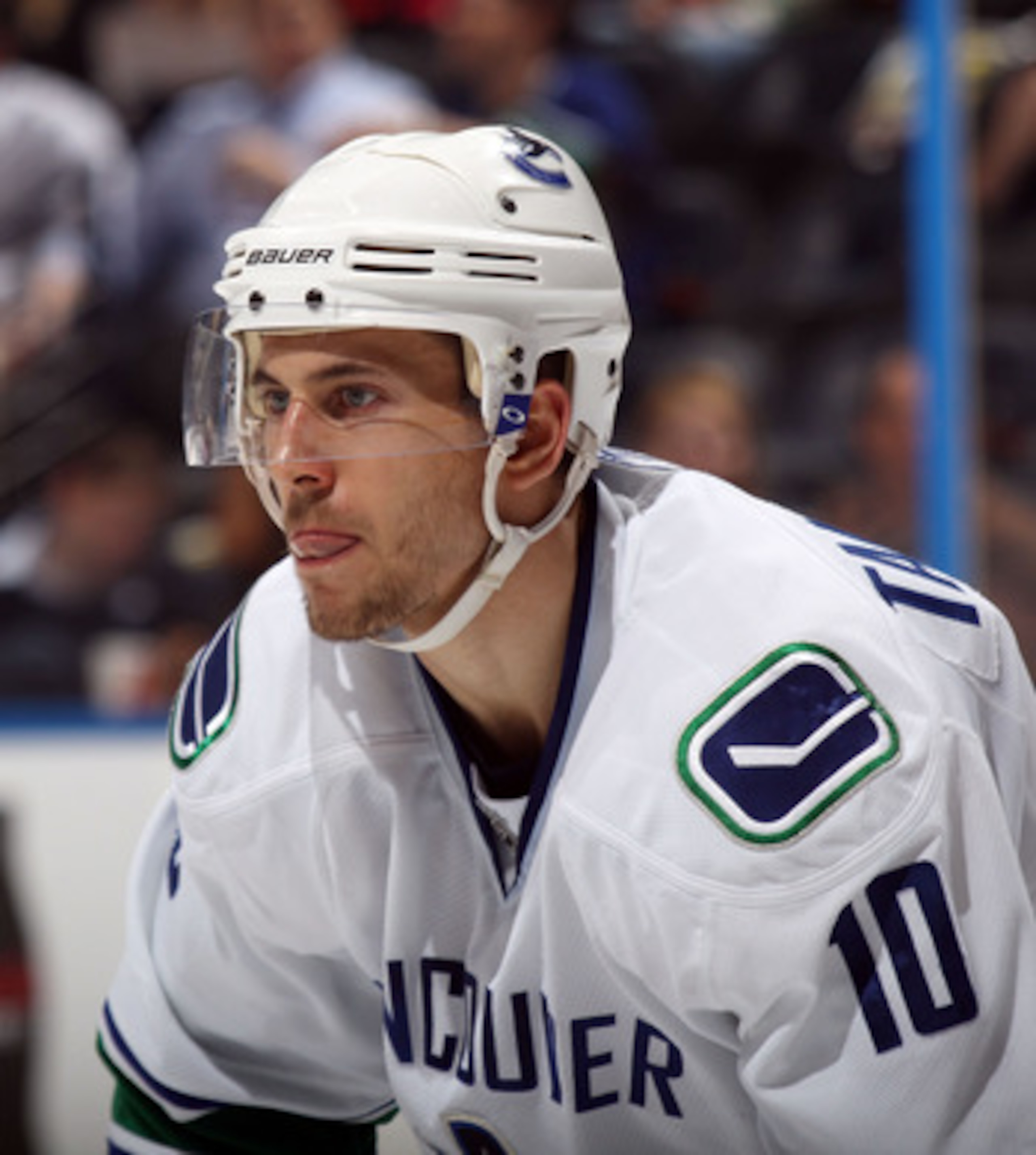 ATLANTA, GA - MARCH 25:  Jeff Tambellini #10 of the Vancouver Canucks skates against the Atlanta Thrashers at the Philips Arena on March 25, 2011 in Atlanta, Georgia.  (Photo by Bruce Bennett/Getty Images)