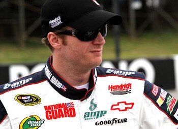 LONG POND, PA - JUNE 12:  Dale Earnhardt Jr., driver of the #88 National Guard/Amp Energy Chevrolet, stands on the grid prior to the NASCAR Sprint Cup Series 5-Hour Energy 500 at Pocono Raceway on June 12, 2011 in Long Pond, Pennsylvania.  (Photo by Jerry