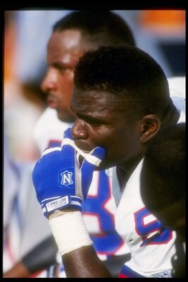18 Oct 1992:  Linebacker Lawrence Taylor of the New York Giants looks on during a game against the Los Angeles Rams at Anaheim Stadium in Anaheim, California.  The Rams won the game, 38-17. Mandatory Credit: Ken Levine  /Allsport