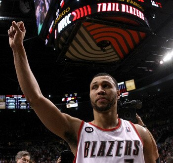 PORTLAND, OR - APRIL 23:  Brandon Roy #7 of the Portland Trail Blazers walks off the court after overcoming a 23 point deficit to defeat the Dallas Mavericks 84-82 in Game Four of the Western Conference Quarterfinals in the 2011 NBA Playoffs on April 23, 
