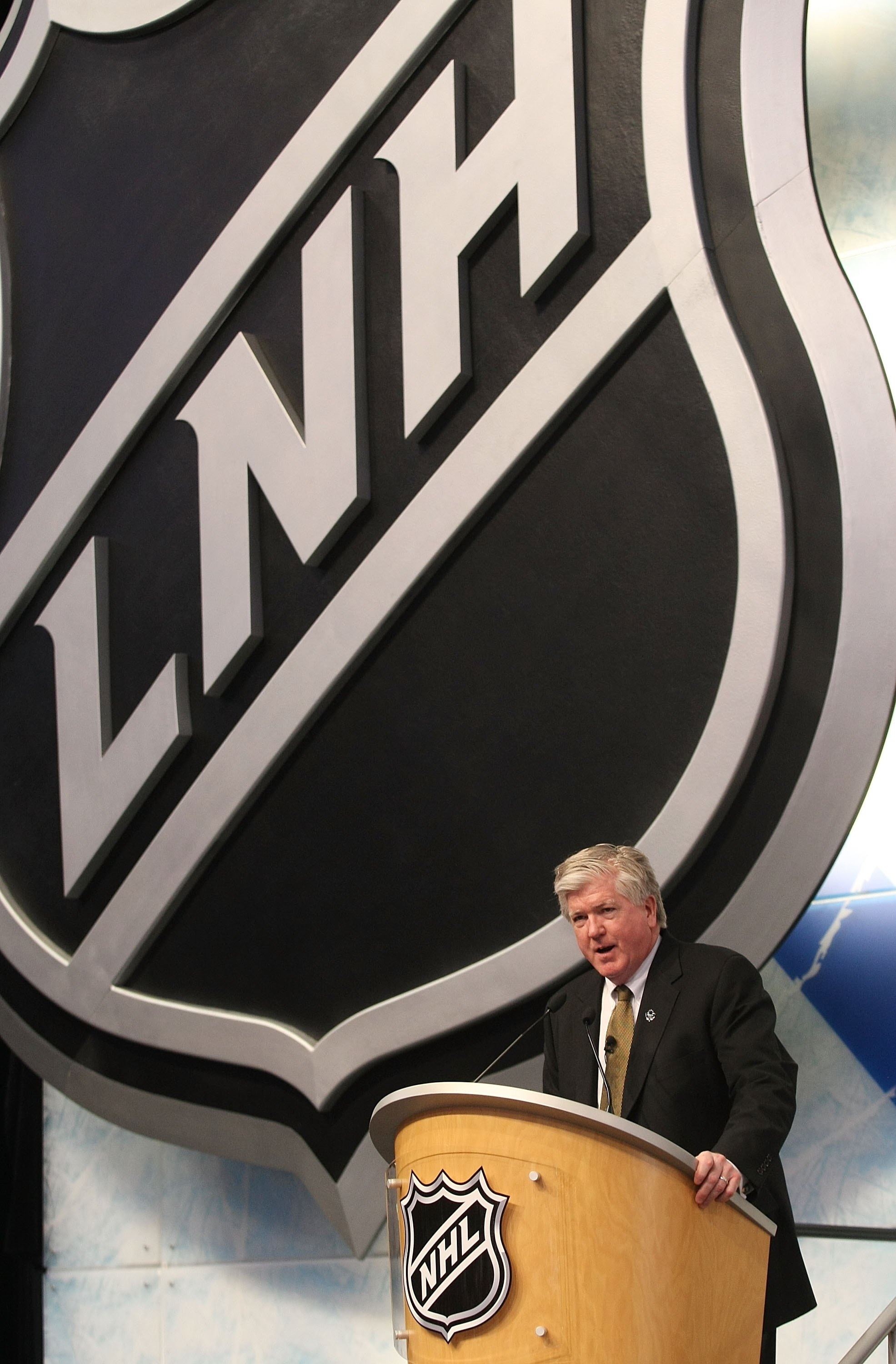 MONTREAL, QC - JUNE 26:  Brian Burke of the Toronto Maple Leafs photographed during the first round of the 2009 NHL Entry Draft at the Bell Centre on June 26, 2009 in Montreal, Quebec, Canada.  (Photo by Bruce Bennett/Getty Images)