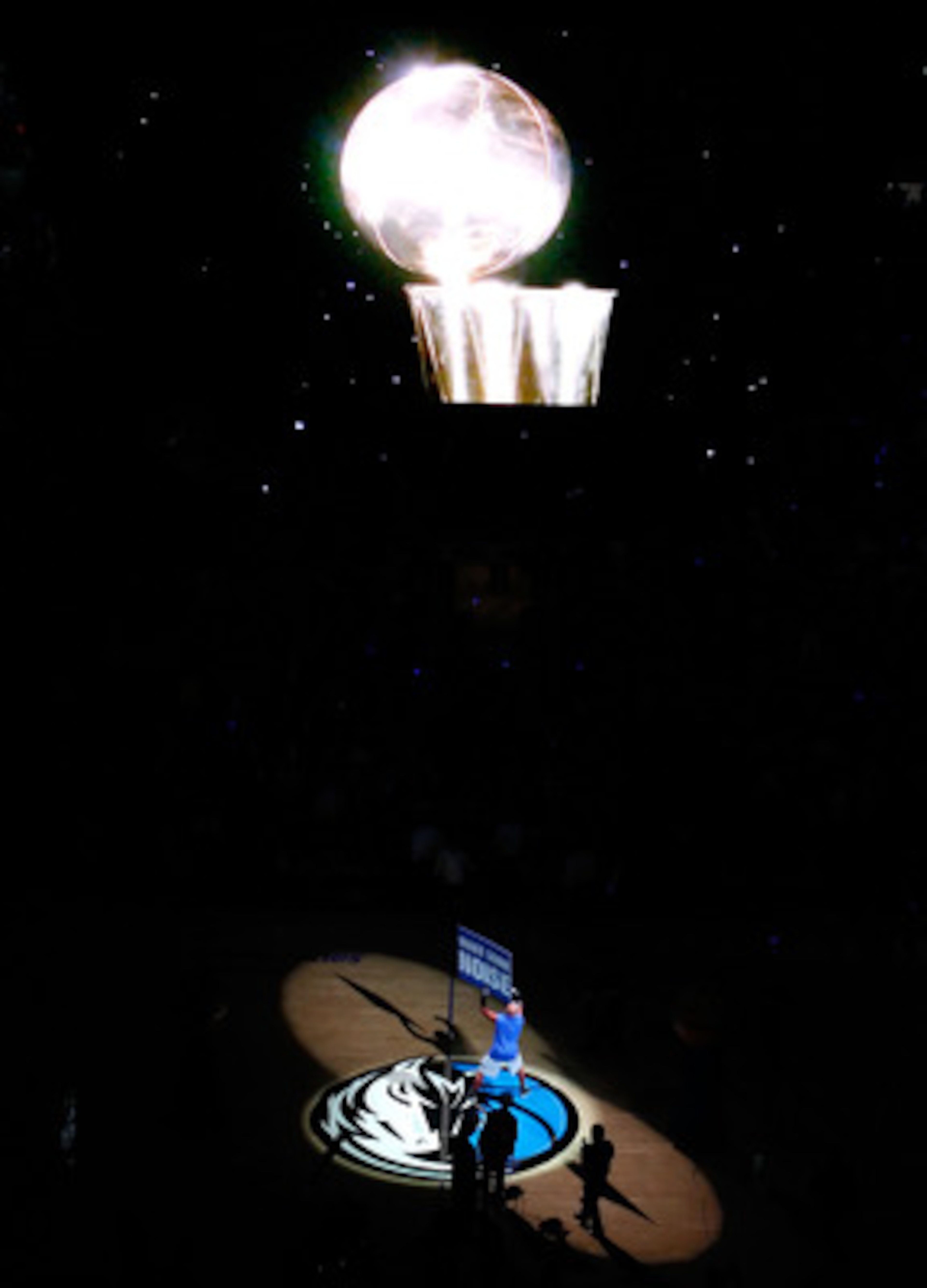 DALLAS, TX - JUNE 05:  Mavs man, the mascot for the Dallas Mavericks pumps up the crowd prior to tip-off against the Miami Heat in Game Three of the 2011 NBA Finals at American Airlines Center on June 5, 2011 in Dallas, Texas.  NOTE TO USER: User expressl