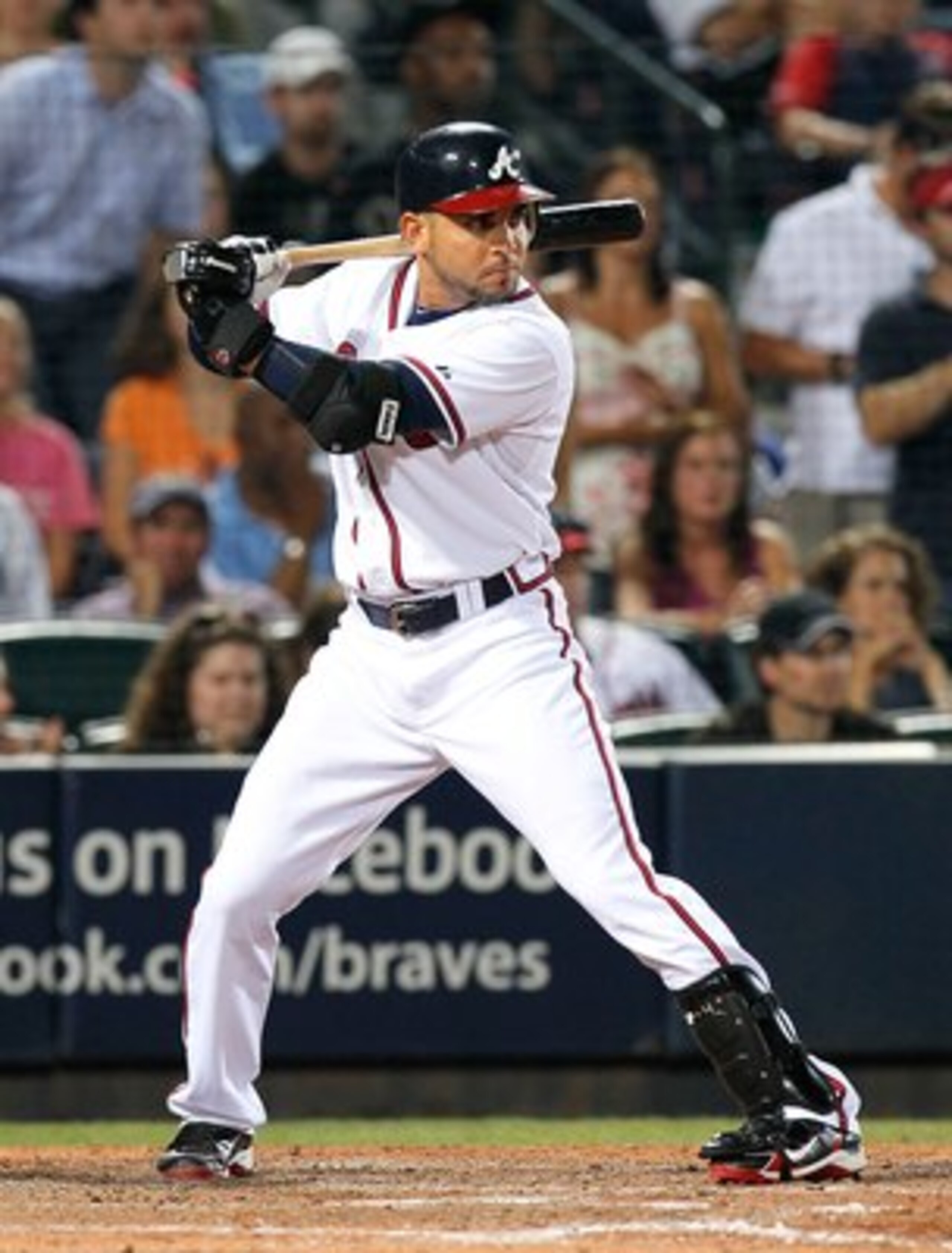 ATLANTA - JULY 02:  Omar Infante #4 of the Atlanta Braves against the Florida Marlins at Turner Field on July 2, 2010 in Atlanta, Georgia.  (Photo by Kevin C. Cox/Getty Images)