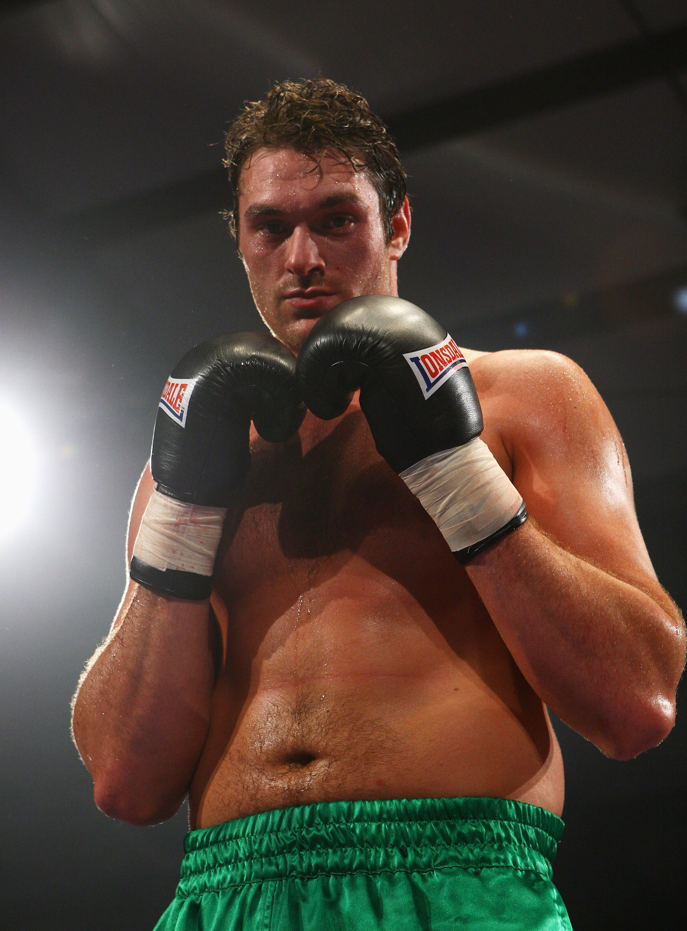 NORWICH, UNITED KINGDOM - FEBRUARY 28:  Tyson Fury poses for photos after defeating Daniel Peret in the Heavyweight division at Norfolk Showground on February 28, 2009 in Norwich, England.  (Photo by Julian Finney/Getty Images)