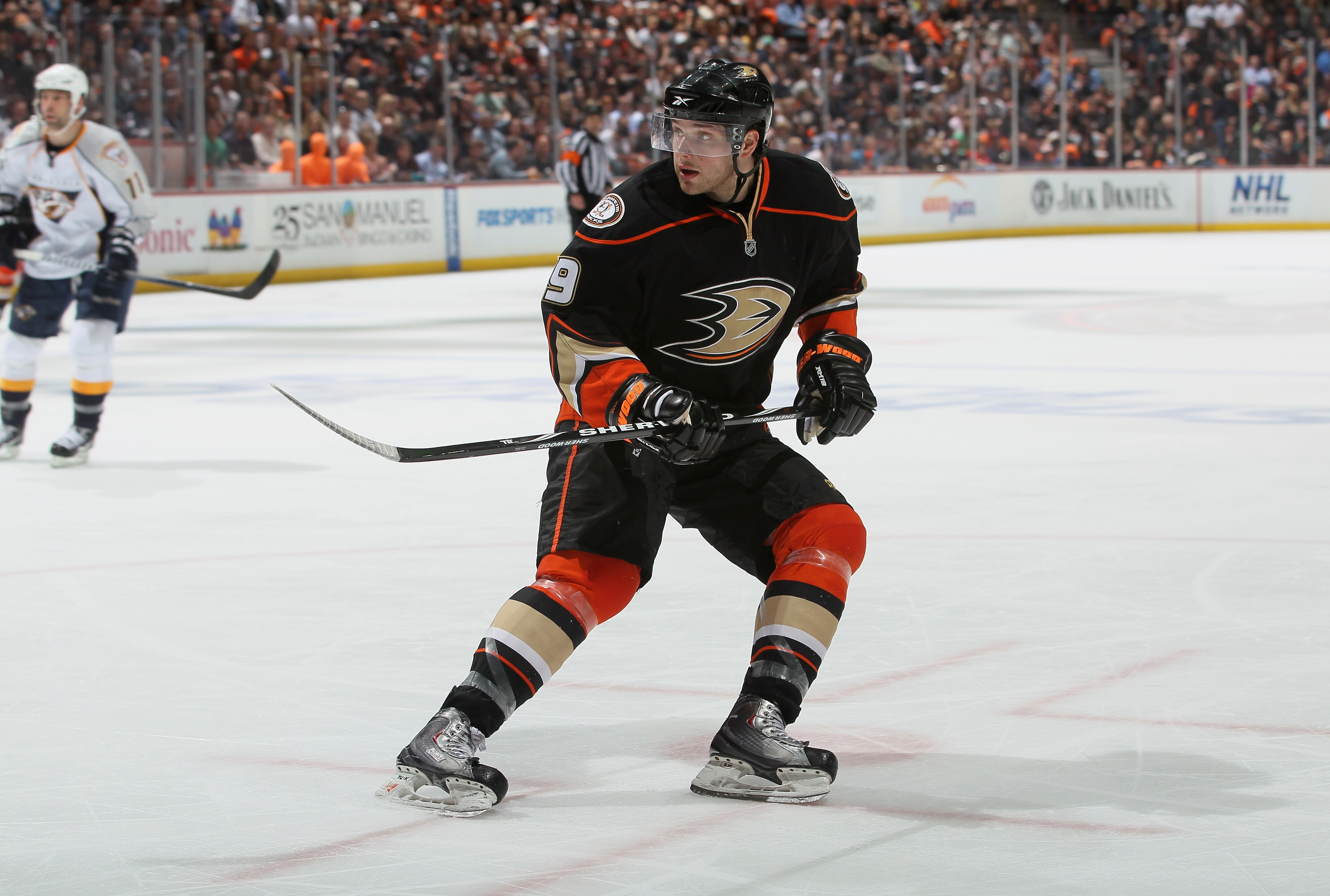 ANAHEIM, CA - APRIL 15:  Bobby Ryan #9 of the Anaheim Ducks skates against the Nashville Predators in Game Two of the Western Conference Quarterfinals during the 2011 NHL Stanley Cup Playoffs at Honda Center on April 15, 2011 in Anaheim, California.  (Pho