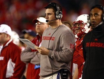 SAN DIEGO - DECEMBER 30:  Assistant Coach Tim Beck of the University of Nebraska Cornhuskers looks on from the sideline during the Pacific Life Holiday Bowl against University of Arizona Wildcats on December 30, 2009 at Qualcomm Stadium in San Diego, Cali