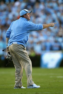 ATLANTA - SEPTEMBER 04:  Head coach Butch Davis of the North Carolina Tar Heels against the LSU Tigers during the Chick-fil-A Kickoff Game at Georgia Dome on September 4, 2010 in Atlanta, Georgia.  (Photo by Kevin C. Cox/Getty Images)