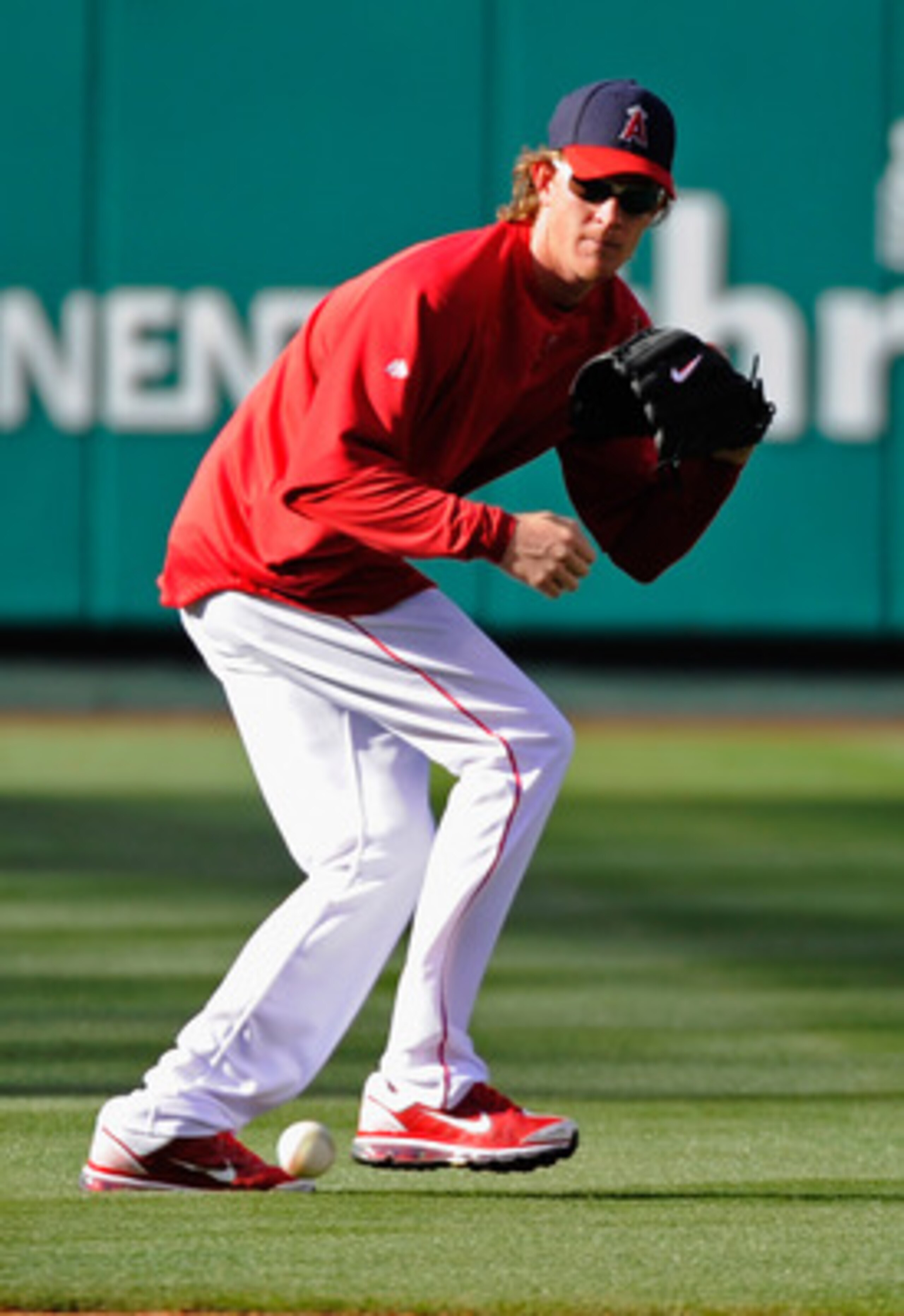 ANAHEIM, CA - MAY 25:  Pitcher Jared Weaver #36 of the Los Angeles Angels of Anaheim during batting practice prior to the start of the baseball game against the Oakland Athletics at Angel Stadium of Anaheim on May 25, 2011 in Anaheim, California.  (Photo 
