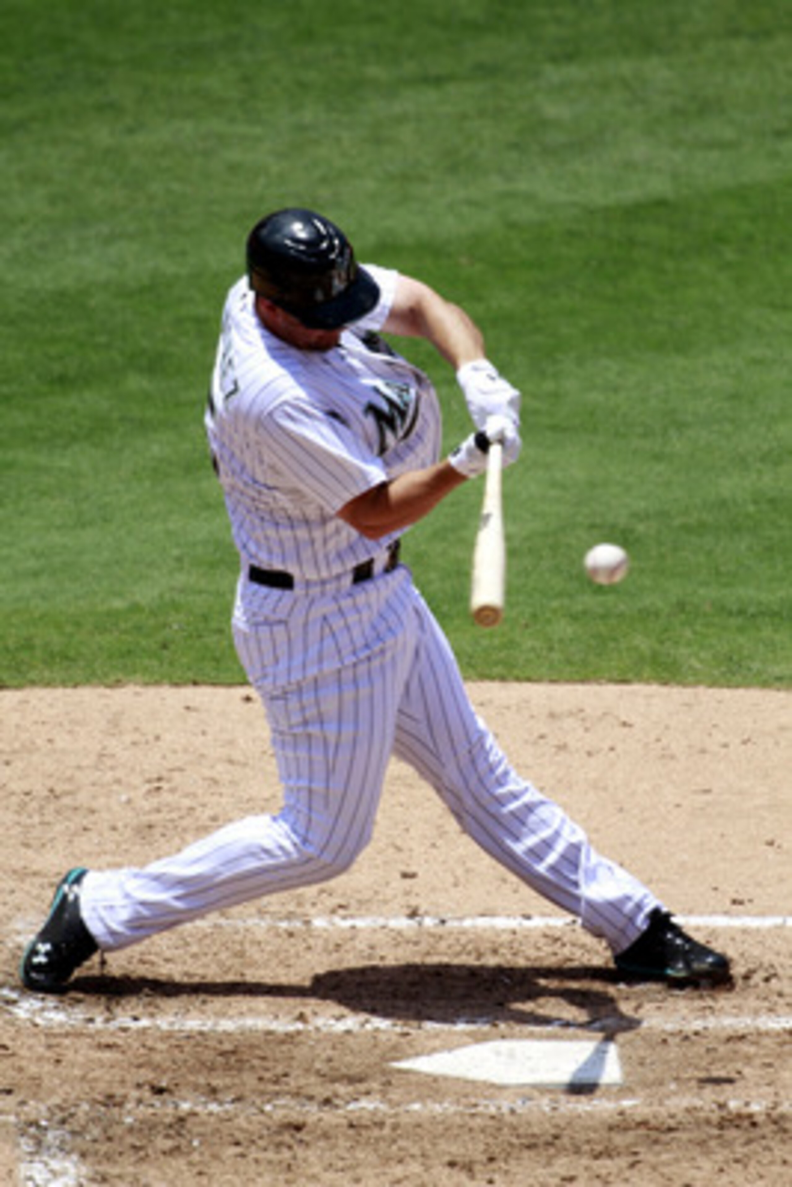 MIAMI GARDENS, FL - JUNE 05: Gaby Sanchez #15 of the Florida Marlins bats against the Milwaukee Brewers at Sun Life Stadium on June 5, 2011 in Miami Gardens, Florida. (Photo by Marc Serota/Getty Images)