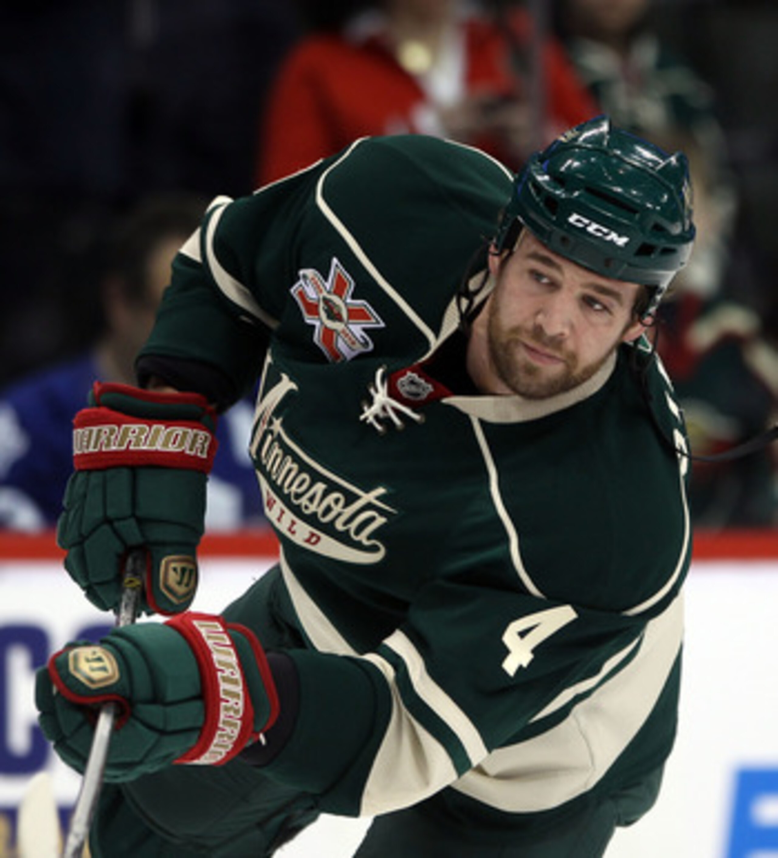 ST PAUL, MN - MARCH 22: Clayton Stoner #4 of the Minnesota Wild skates against the Toronto Maple Leafs at the Xcel Energy Center on March 22, 2011 in St Paul, Minnesota.  (Photo by Bruce Bennett/Getty Images)