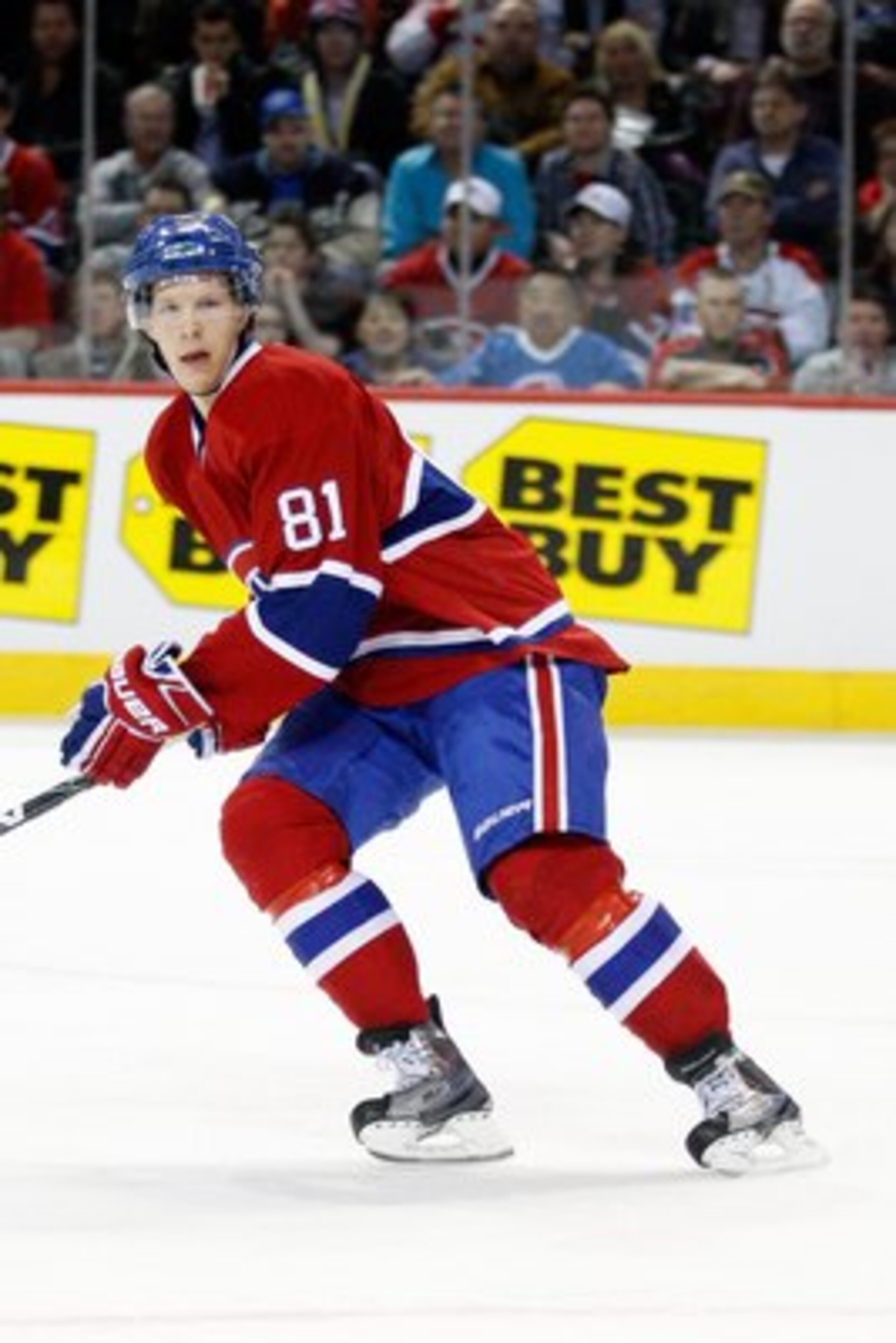 MONTREAL, CANADA - MARCH 8:  Lars Eller #81 of the Montreal Canadiens skates during the NHL game against the Boston Bruins at the Bell Centre on March 8, 2011 in Montreal, Quebec, Canada.  The Canadiens defeated the Bruins 4-1.  (Photo by Richard Wolowicz