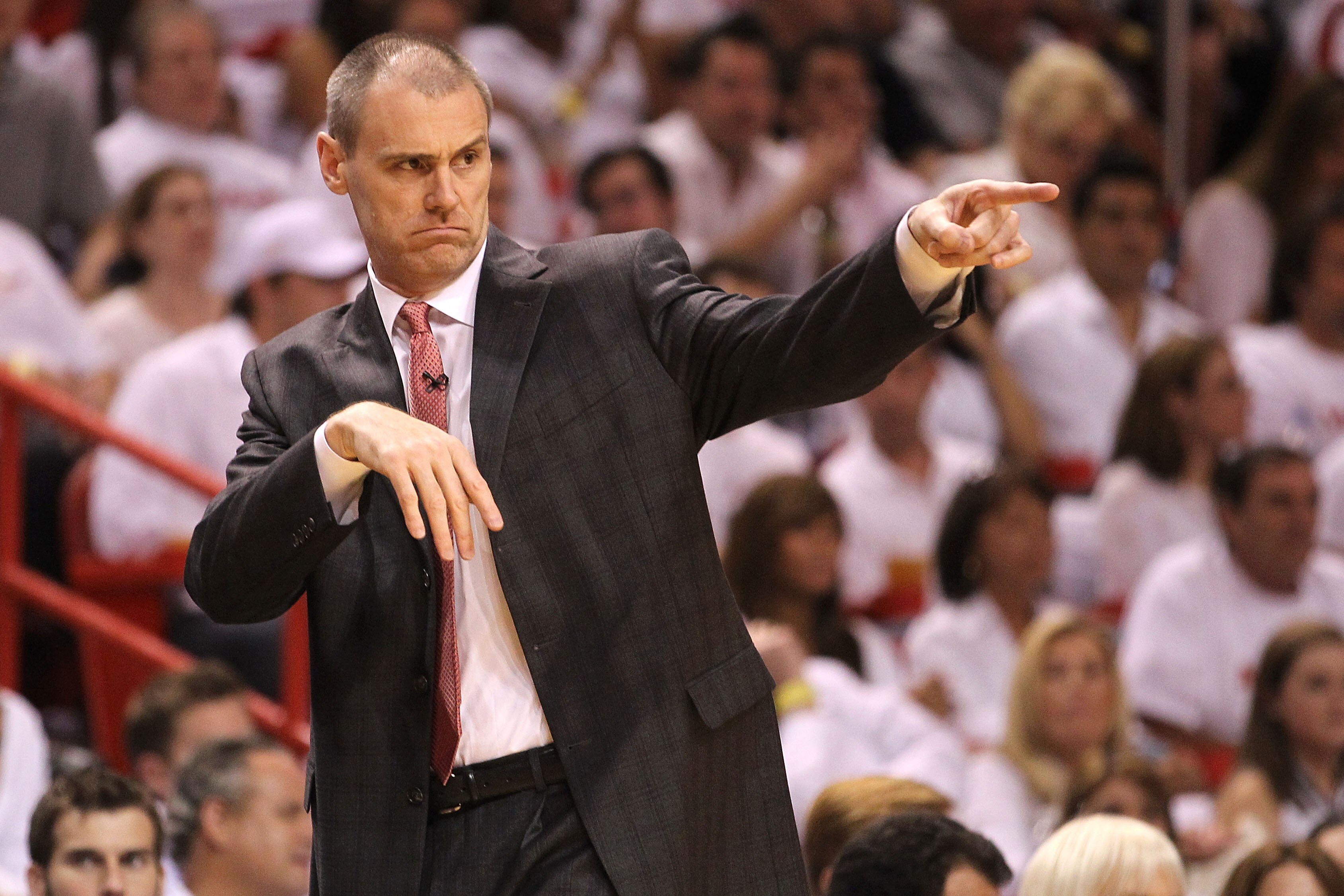 MIAMI, FL - JUNE 02:  Head coach Rick Carlisle of the Dallas Mavericks coaches against the Miami Heat in Game Two of the 2011 NBA Finals at American Airlines Arena on June 2, 2011 in Miami, Florida. NOTE TO USER: User expressly acknowledges and agrees tha