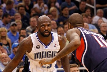 ORLANDO, FL - APRIL 26:  Jason Richardson #23 of the Orlando Magic drives against the Atlanta Hawks during Game Five of the Eastern Conference Quarterfinals of the 2011 NBA Playoffs on April 26, 2011 at the Amway Arena in Orlando, Florida.  NOTE TO USER: 