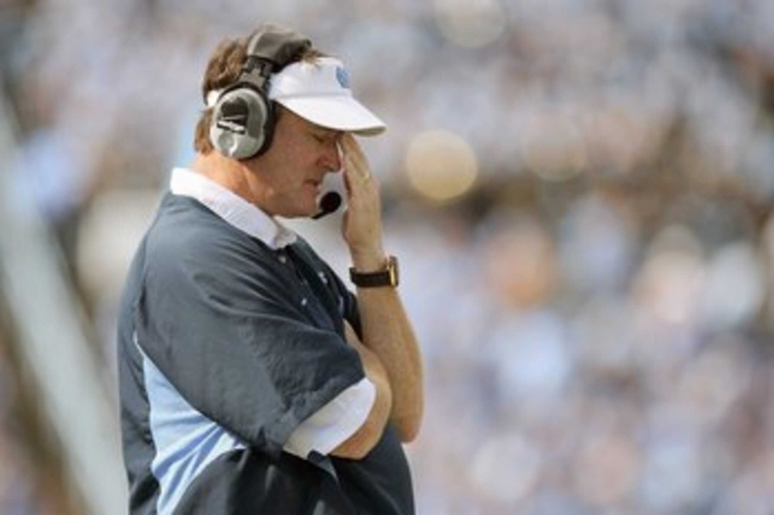 CHAPEL HILL - OCTOBER 25: Head coach Butch Davis of the North Carolina Tar Heels reacts on the field during the game against the Boston College Eagles at Kenan Stadium on October 25, 2008 in Chapel Hill, North Carolina. (Photo by: Streeter Lecka/Getty Ima
