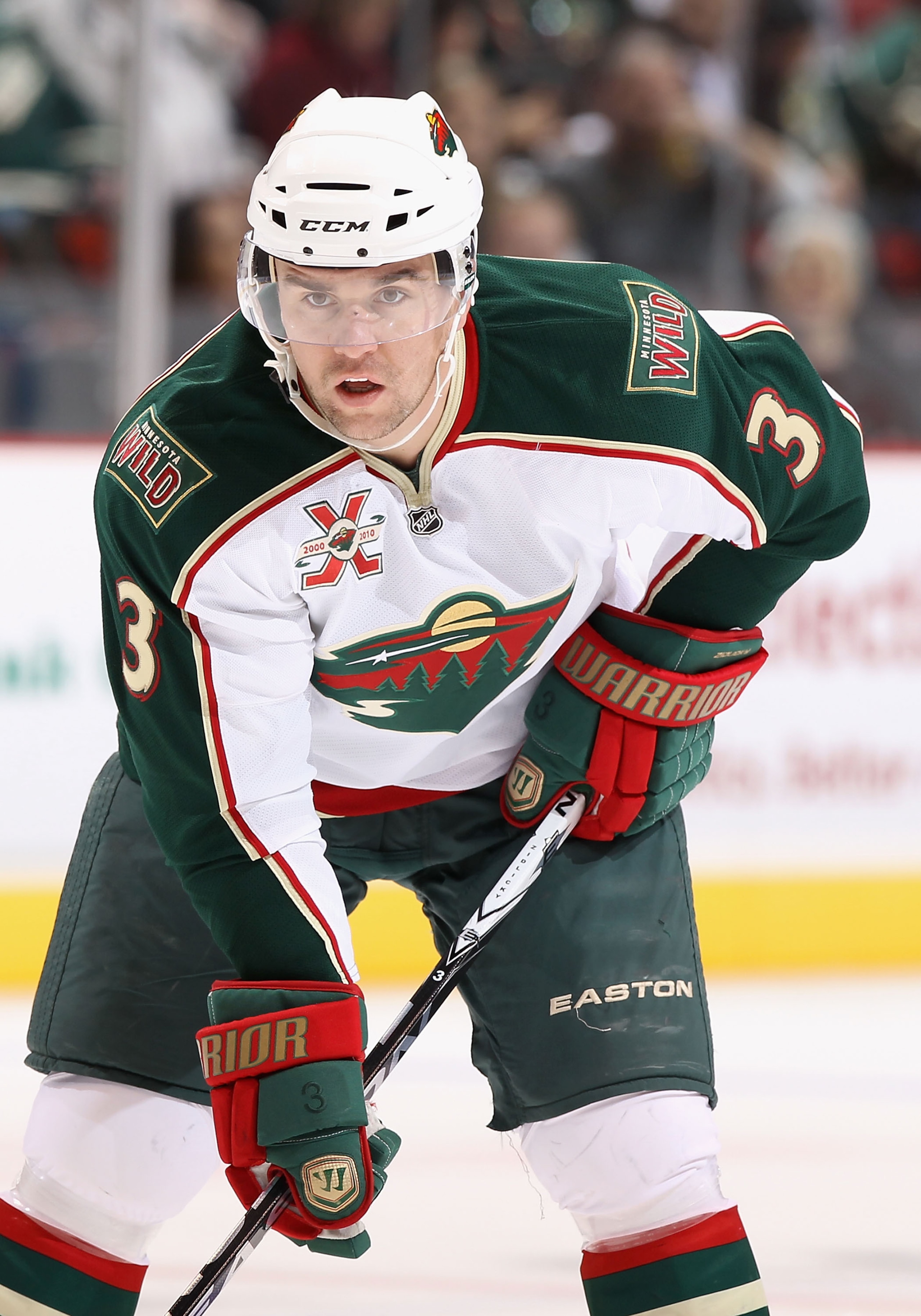 GLENDALE, AZ - DECEMBER 09:  Marek Zidlicky #3 of the Minnesota Wild awaits a face off during the NHL game against the Phoenix Coyotes at Jobing.com Arena on December 9, 2010 in Glendale, Arizona.  The Wild defeated the Coyotes 3-2.  (Photo by Christian P