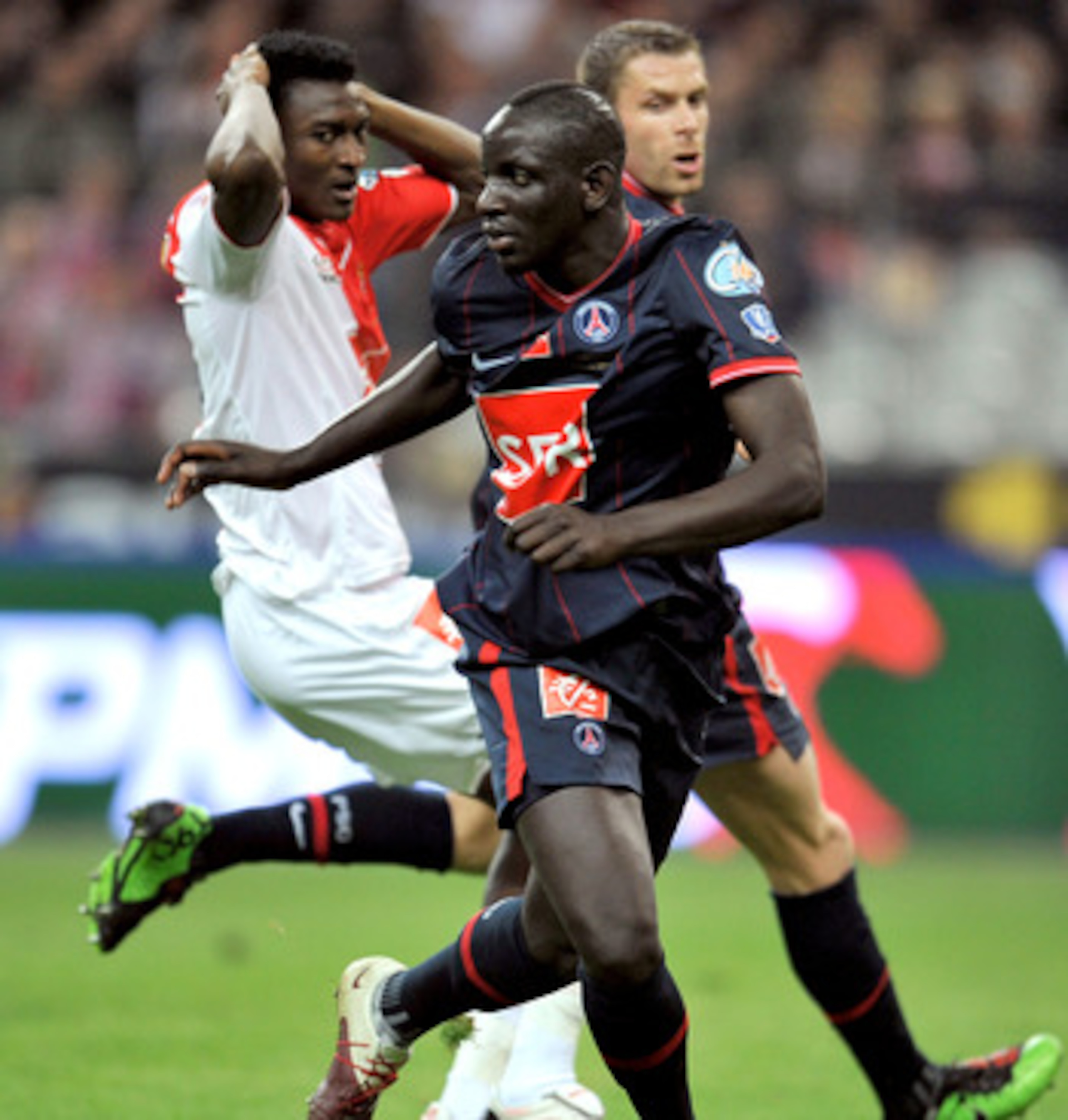 PARIS - MAY 01: Defender Mamadou Sakho of Paris Saint Germain football club is seen during the French Football Cup Final at Stade de France on May 1, 2010 in Paris, France. (Photo by Pascal Le Segretain/Getty Images)