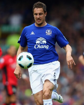 LIVERPOOL, ENGLAND - APRIL 16:  Phil Jagielka of Everton in action during the Barclays Premier League match between Everton and Blackburn Rovers at  Goodison Park on April 16, 2011 in Liverpool, England.  (Photo by Clive Brunskill/Getty Images)