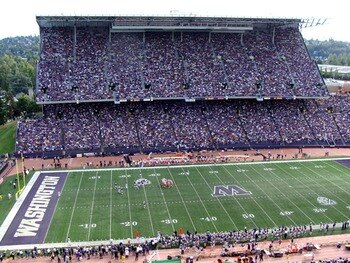 SEATTLE - SEPTEMBER 27:  Fans watch as Stanford takes on Washington on September 27, 2003 at Husky Stadium in Seattle, Washington.  Washington won 28-17. (Photo by Otto Greule Jr/Getty Images)