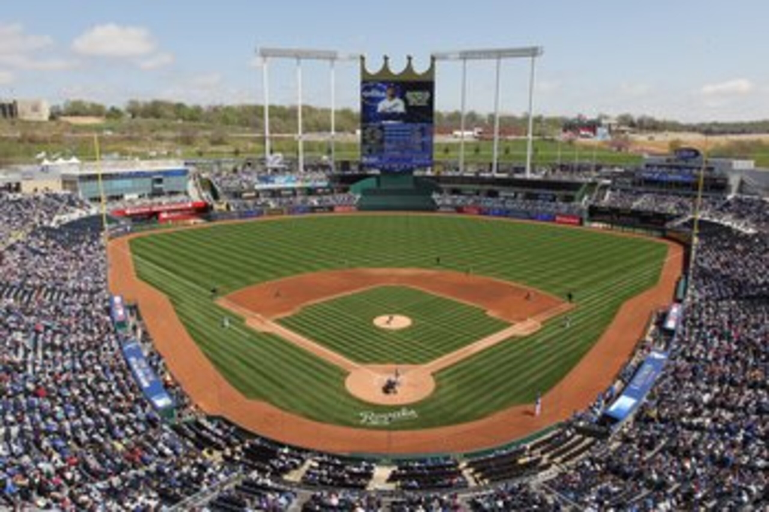 KANSAS CITY, MO - APRIL 16:  A general view of Kauffman Stadium during the game between the Seattle Mariners and the Kansas City Royals on April 16, 2011 at Kauffman Stadium in Kansas City, Missouri.  (Photo by Jamie Squire/Getty Images)