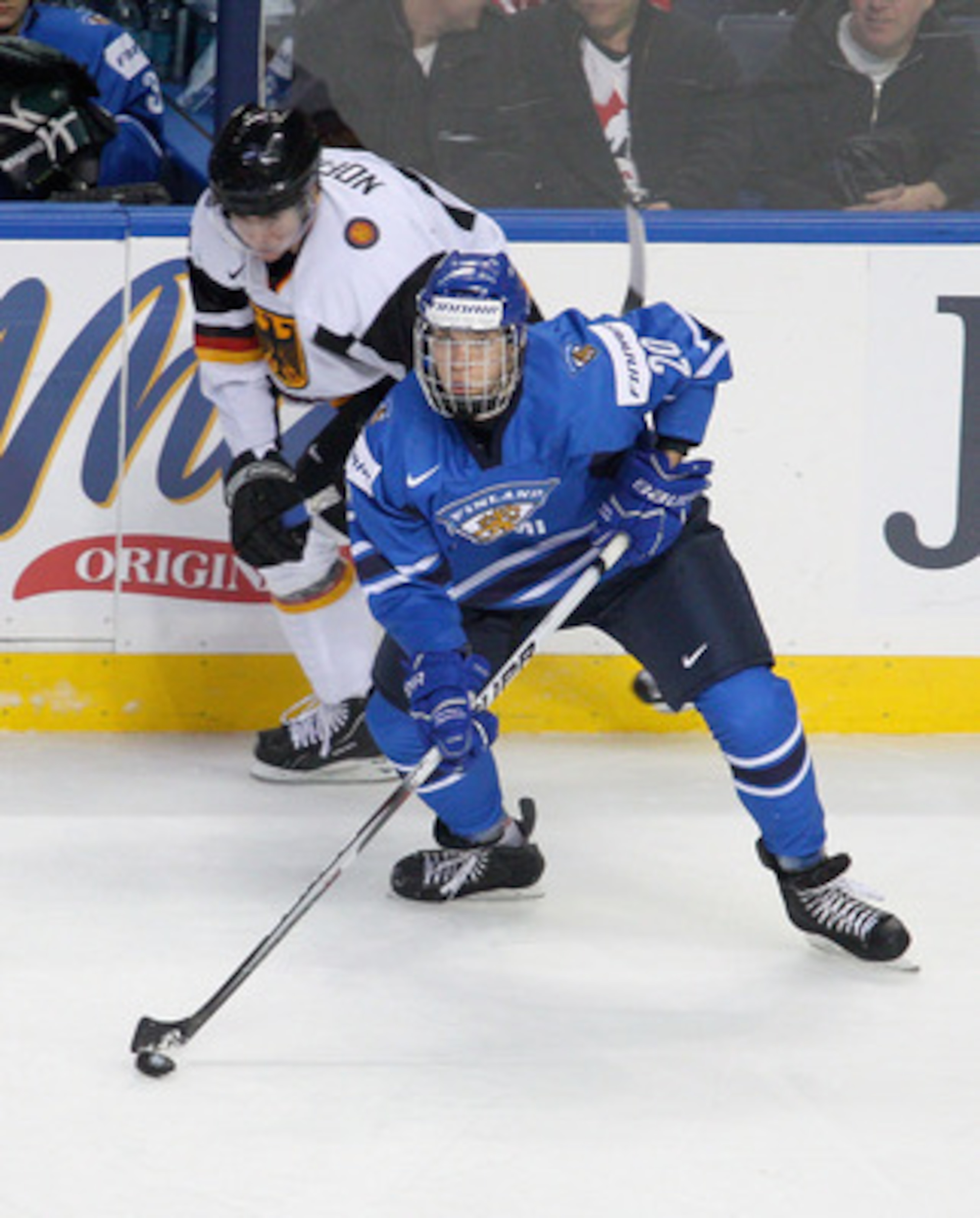 BUFFALO, NY - DECEMBER 29: Joel Armia #20 of Finland skates against Germany  during the 2011 IIHF World U20 Championship game at the HSBC Arena on December 29, 2010 in Buffalo, New York.  (Photo by Rick Stewart/Getty Images)