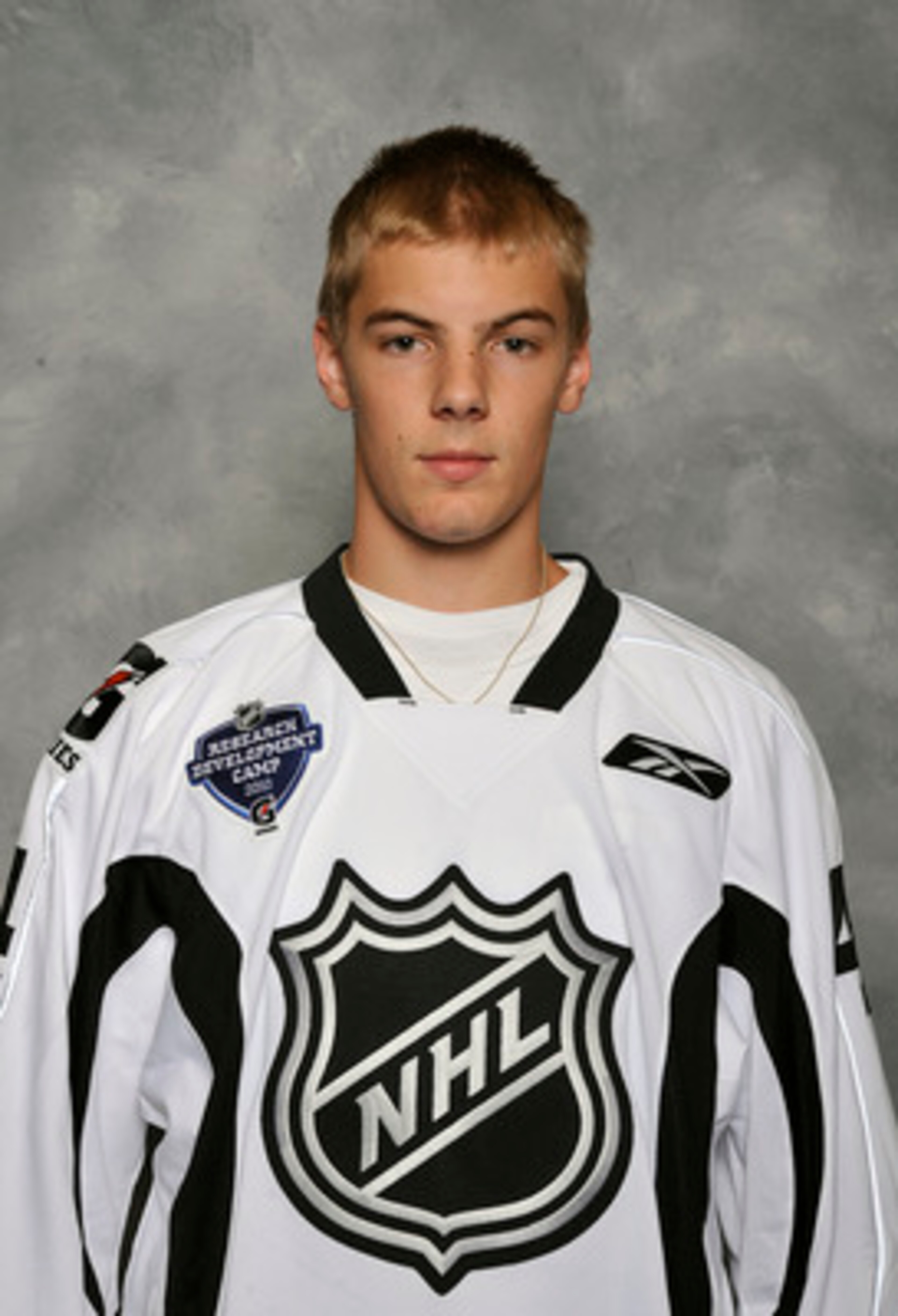 TORONTO - AUGUST 17: Scott Mayfield poses for a portrait during the 2010 NHL Research, development and orientation camp at the Mastercard Centre for Hockey Excellence August 17, 2010 in Toronto, Ontario, Canada. (Photo by Graig Abel/Getty Images)