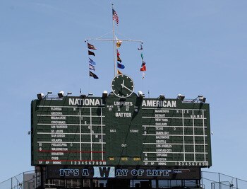 CHICAGO, IL - JUNE 01: The scoreboard is seen before a game between the Chicago Cubs and the Houston Astros at Wrigley Field on June 1, 2011 in Chicago, Illinois. The Astros defeated the Cubs 3-1.(Photo by Jonathan Daniel/Getty Images)