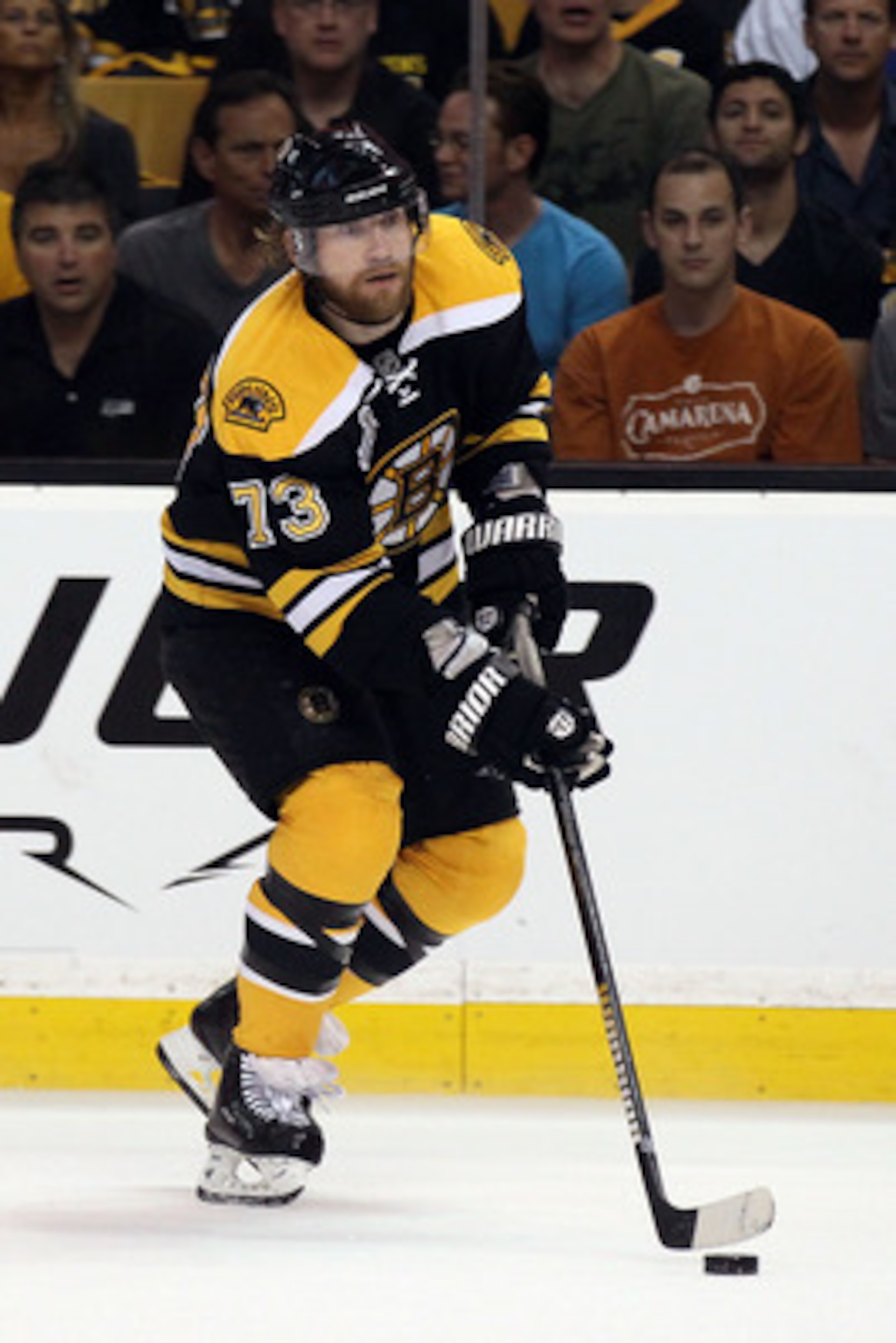BOSTON, MA - JUNE 08:  Michael Ryder #73 of the Boston Bruins skates against the Vancouver Canucks during Game Four of the 2011 NHL Stanley Cup Final at TD Garden on June 8, 2011 in Boston, Massachusetts.  (Photo by Elsa/Getty Images)