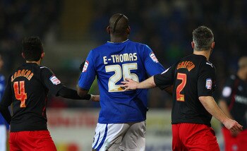 CARDIFF, WALES - FEBRUARY 01:  Cardiff City player Jay Emmanuel-Thomas (C) during the npower Championship match between Cardiff City and Reading at Cardiff City Stadium on February 1, 2011 in Cardiff, Wales.  (Photo by Stu Forster/Getty Images)