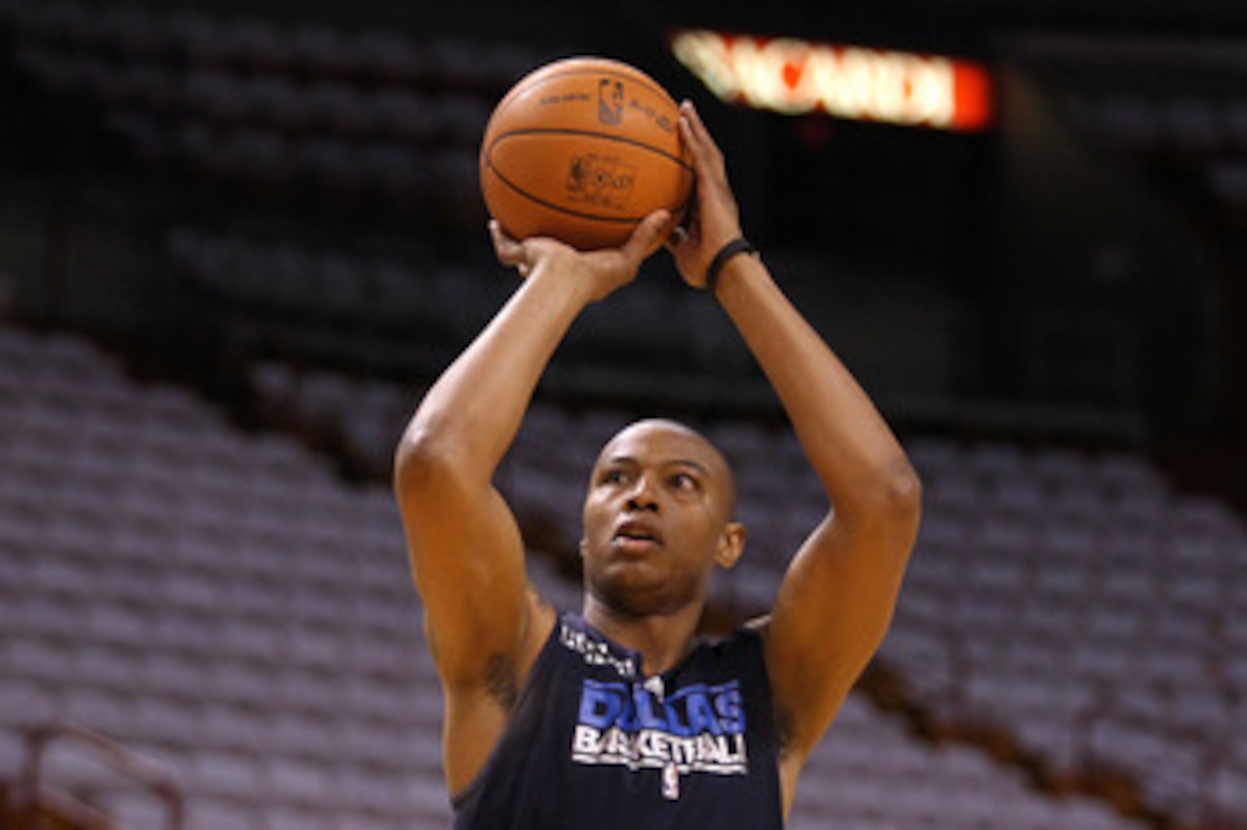 MIAMI, FL - JUNE 11:  Caron Butler of the Dallas Mavericks shoots around during practice prior to Game 6 of the 2011 NBA Finals against the Miami Heat at the American Airlines Arena on June 11, 2011 in miami, Florida. Game 6 will be played on June 12. NOT