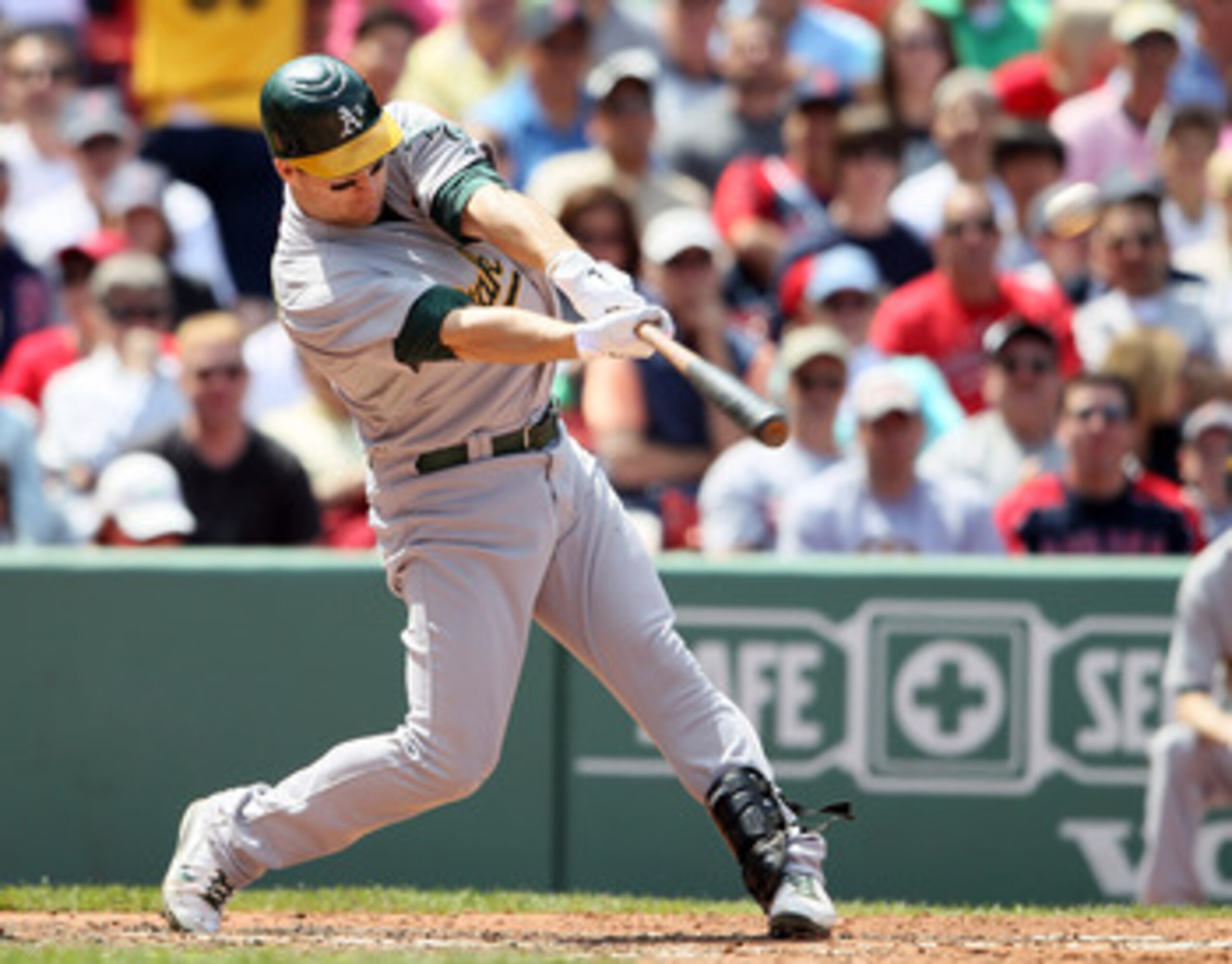 BOSTON, MA - JUNE 04: Josh Willingham #16 of the Oakland Athletics gets a 2 RBI hit in the sixth inning against the Boston Red Sox on June 4, 2011 at Fenway Park in Boston, Massachusetts. (Photo by Elsa/Getty Images) BOSTON, MA - JUNE 04: Josh Willingham #16 of the Oakland Athletics gets a 2 RBI hit in the sixth inning against the Boston Red Sox on June 4, 2011 at Fenway Park in Boston, Massachusetts. (Photo by Elsa/Getty Images)