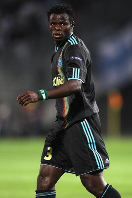 MARSEILLE, FRANCE - SEPTEMBER 15: Taye Taiwo of Marseille during the UEFA Champions League Group F match between Olympique Marseille and Spartak Moscow at the Stade Velodrome on September 15, 2010 in Marseille, France.  (Photo by Michael Steele/Getty Imag