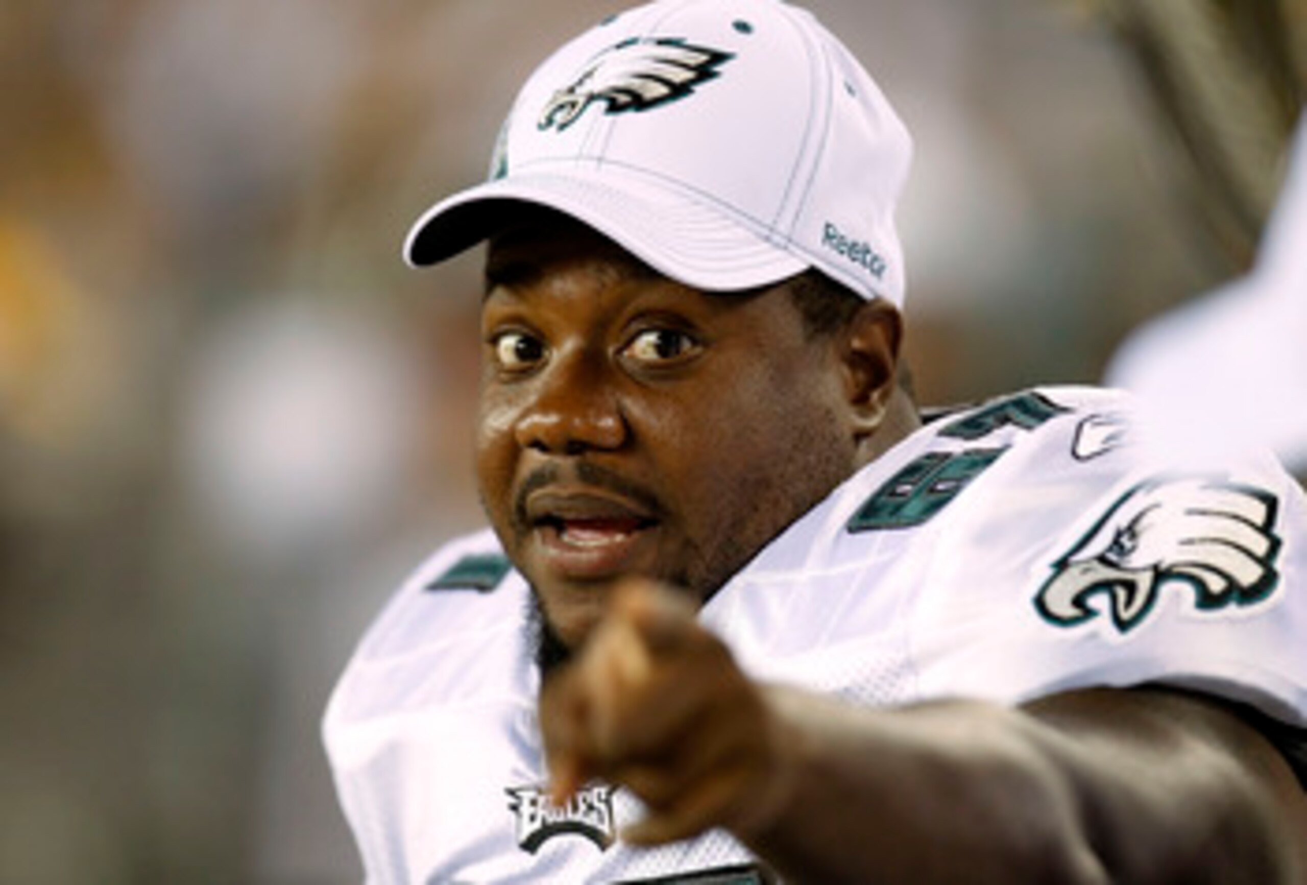 PHILADELPHIA - SEPTEMBER 02: Jamaal Jackson #67 of the Philadelphia Eagles sits on the bench against New York Jets in a preseason game at Lincoln Financial Field on September 2, 2010 in Philadelphia, Pennsylvania. (Photo by Jeff Zelevansky/Getty Images)