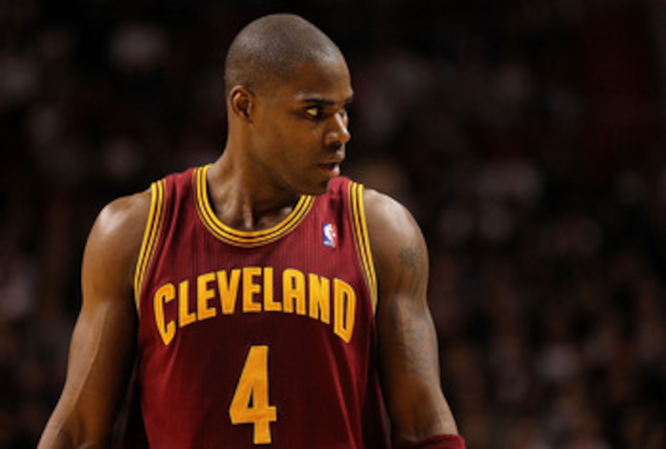 MIAMI, FL - DECEMBER 15: Antawn Jamison #4  of the Cleveland Cavaliers talks with a referee during a game against the Miami Heat at American Airlines Arena on December 15, 2010 in Miami, Florida. NOTE TO USER: User expressly acknowledges and agrees that, 