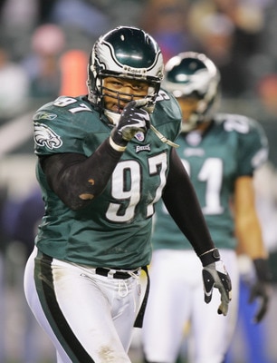 PHILADELPHIA - DECEMBER 5:  Darwin Walker #97 of the Philadelphia Eagles gestures on the field during the game against the Green Bay Packers at Lincoln Financial Field on December 5, 2004 in Philadelphia, Pennsylvania. The Eagles defeated the Packers 47-1