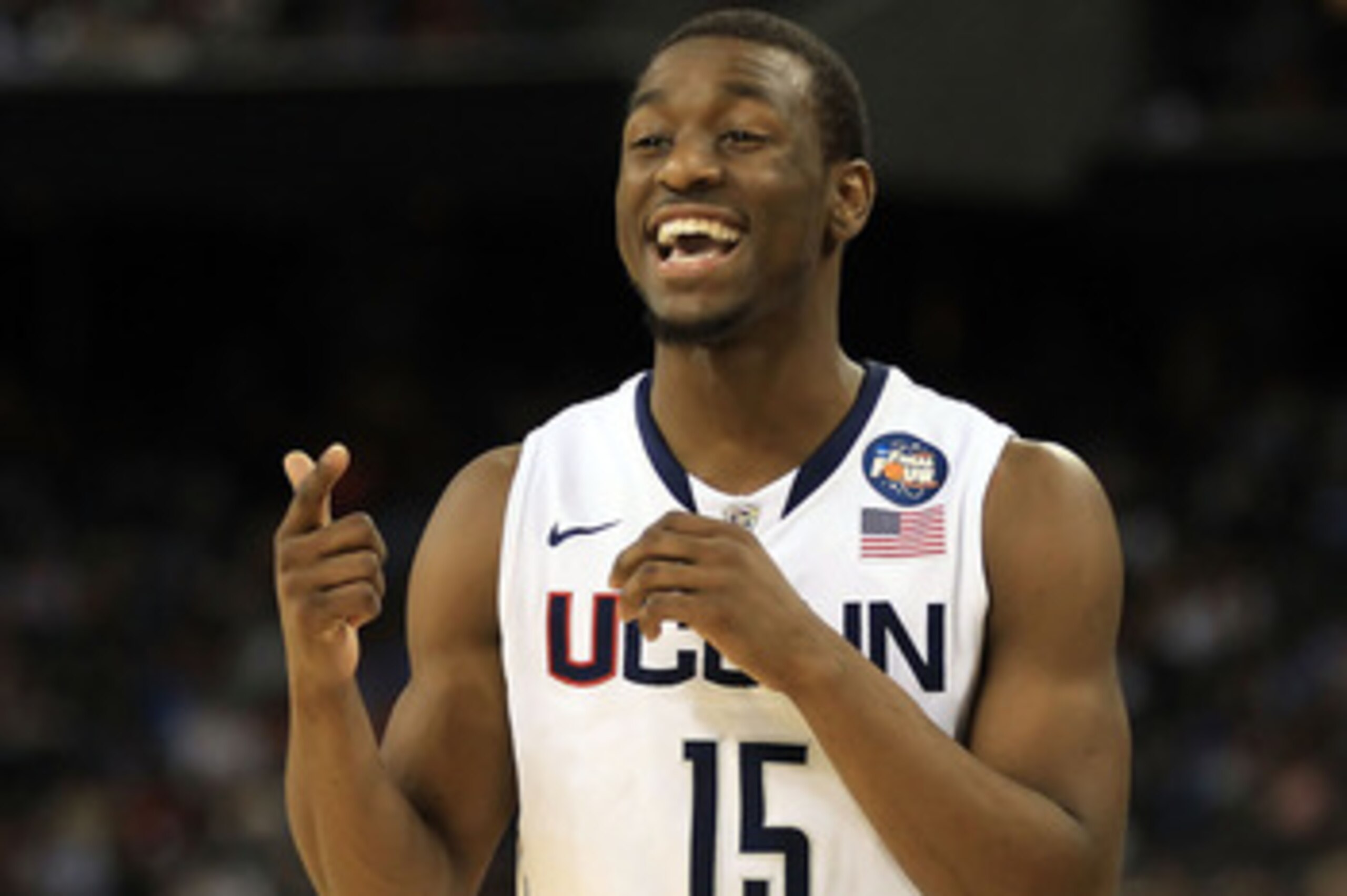 HOUSTON, TX - APRIL 04: Kemba Walker #15 of the Connecticut Huskies reacts after a play against the Butler Bulldogs during the National Championship Game of the 2011 NCAA Division I Men's Basketball Tournament at Reliant Stadium on April 4, 2011 in Houst HOUSTON, TX - APRIL 04: Kemba Walker #15 of the Connecticut Huskies reacts after a play against the Butler Bulldogs during the National Championship Game of the 2011 NCAA Division I Men's Basketball Tournament at Reliant Stadium on April 4, 2011 in Houst