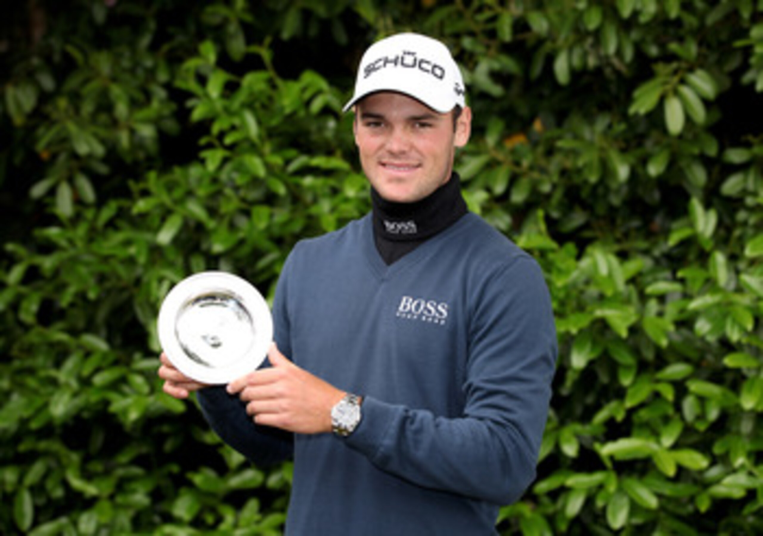VIRGINIA WATER, ENGLAND - MAY 27:  Martin Kaymer of Germany receives the Golfer of the Month Award for January during the second round of the BMW PGA Championship at the Wentworth Club on May 27, 2011 in Virginia Water, England.  (Photo by Richard Heathco