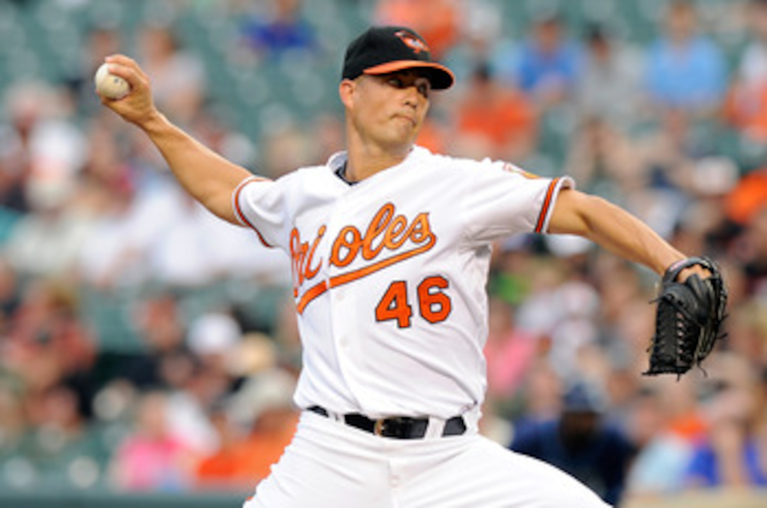 BALTIMORE, MD - JUNE 11: Jeremy Guthrie #46 the Baltimore Orioles pitches against the Tampa Bay Rays at Oriole Park at Camden Yards on June 11, 2011 in Baltimore, Maryland. (Photo by Greg Fiume/Getty Images) BALTIMORE, MD - JUNE 11: Jeremy Guthrie #46 the Baltimore Orioles pitches against the Tampa Bay Rays at Oriole Park at Camden Yards on June 11, 2011 in Baltimore, Maryland. (Photo by Greg Fiume/Getty Images)