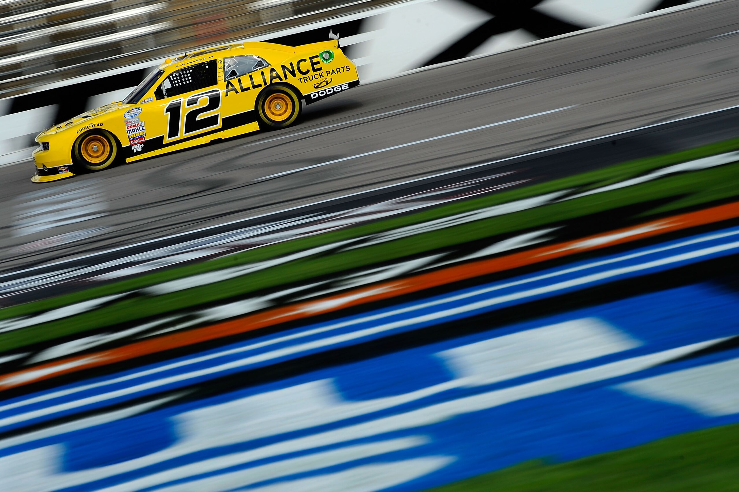 FORT WORTH, TX - APRIL 08: Sam Hornish Jr., driver of the #12 Alliance Parts Dodge, practices for the NASCAR Nationwide Series O'Reilly Auto Parts 300 at Texas Motor Speedway on April 8, 2011 in Fort Worth, Texas. (Photo by Jared C. Tilton/Getty Images FORT WORTH, TX - APRIL 08: Sam Hornish Jr., driver of the #12 Alliance Parts Dodge, practices for the NASCAR Nationwide Series O'Reilly Auto Parts 300 at Texas Motor Speedway on April 8, 2011 in Fort Worth, Texas. (Photo by Jared C. Tilton/Getty Images